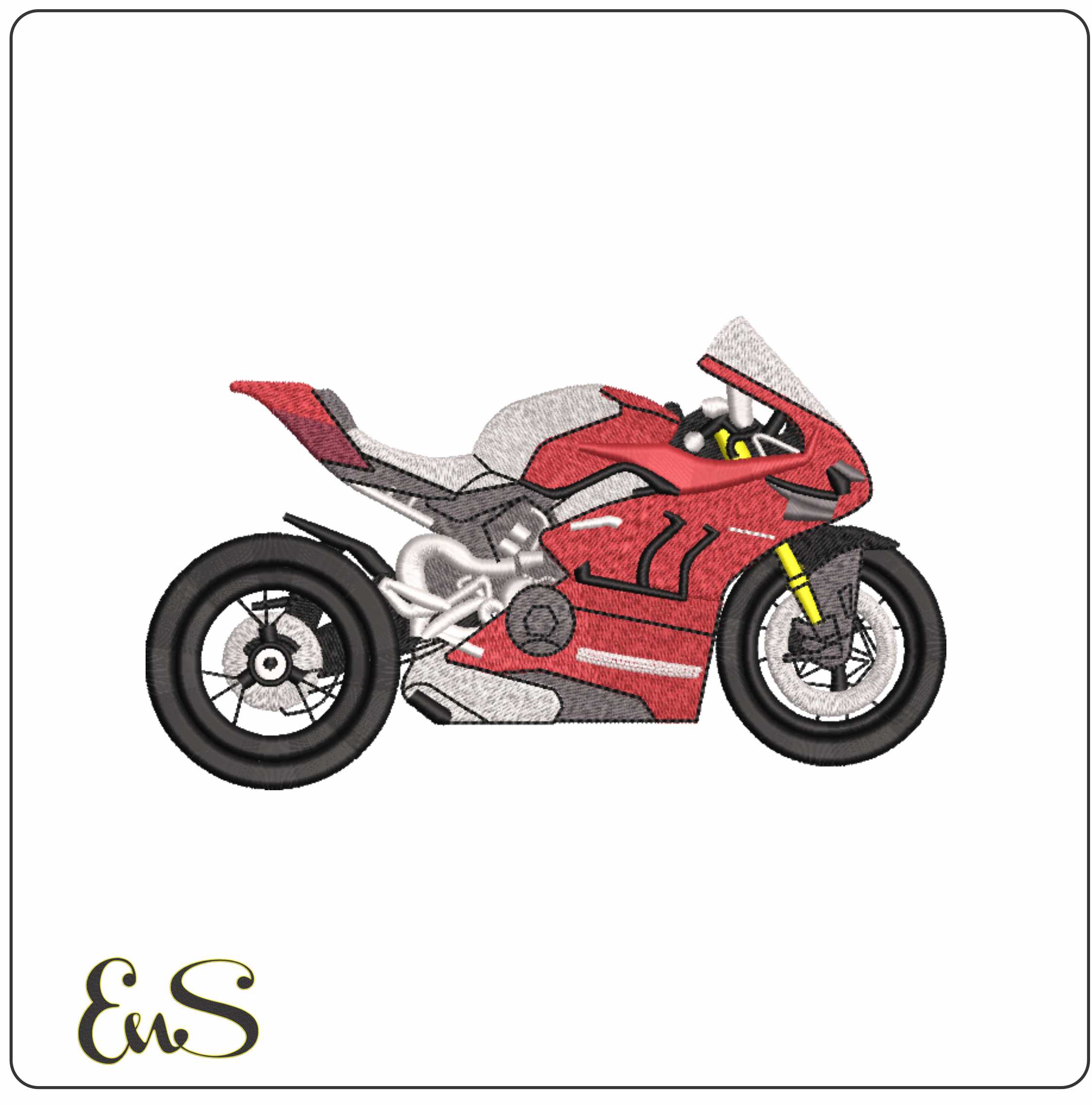 Red Sports Bike- Elegant embroidery design file - instant download