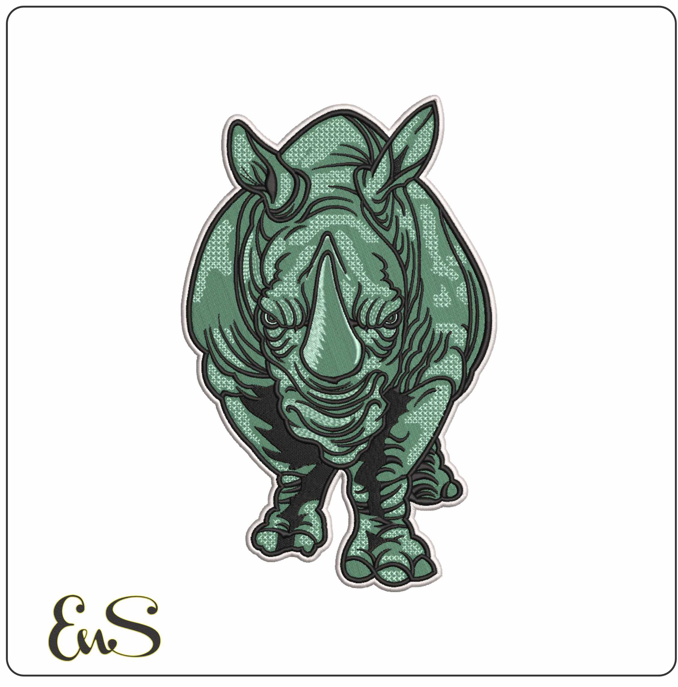 Rhino- Elegant embroidery design file - instant download