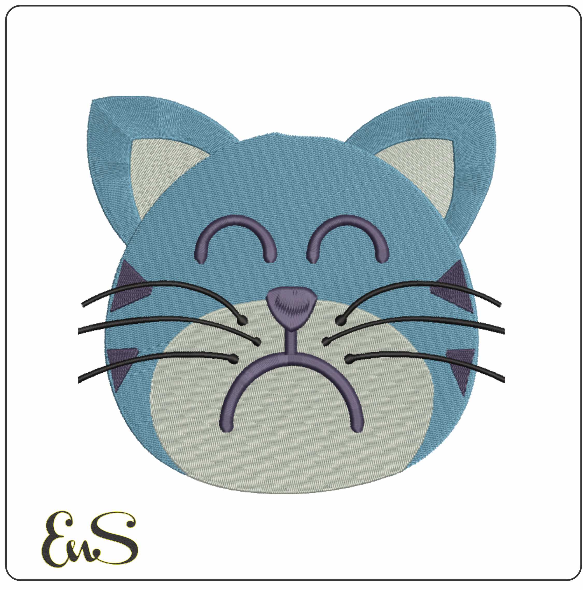 Sad Cat Face- Elegant embroidery design file - instant download