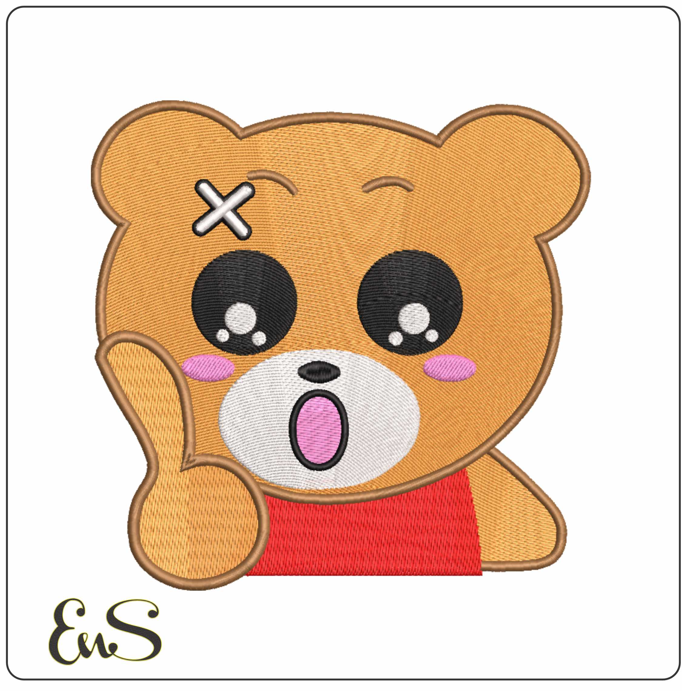 Shocked Teddy Bear- Elegant embroidery design file - instant download