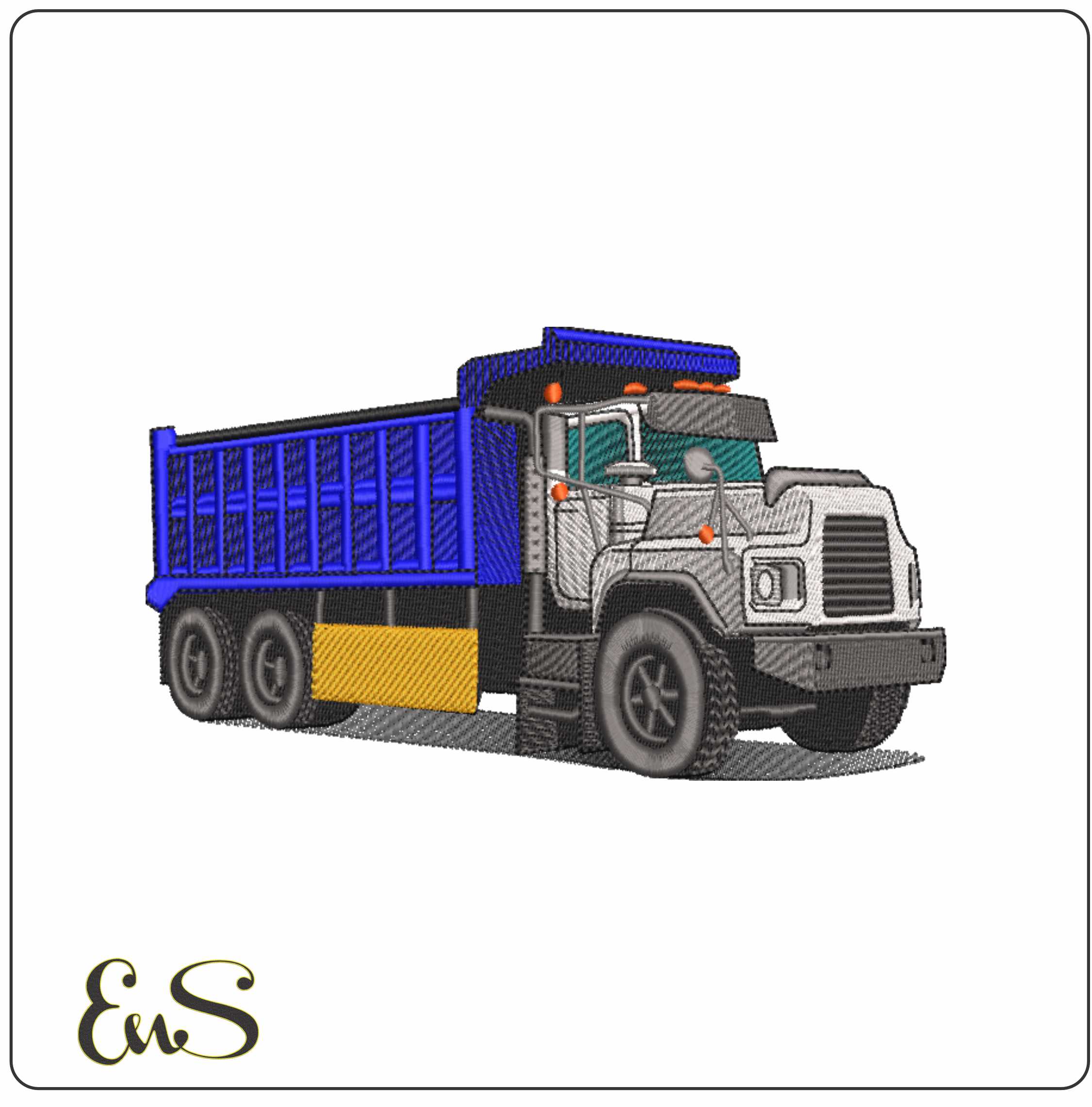 Side Heavy Truck- Elegant embroidery design file - instant download