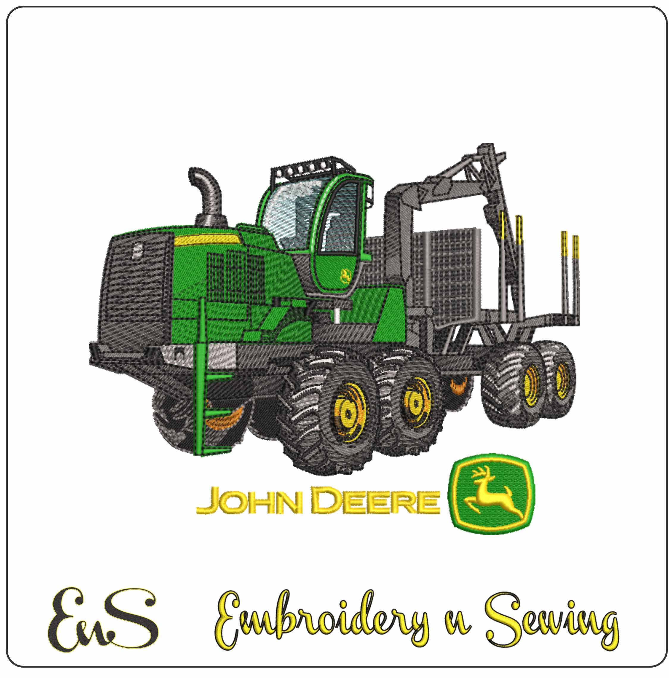 Tractor 186 John Deere- Elegant embroidery design file - instant download