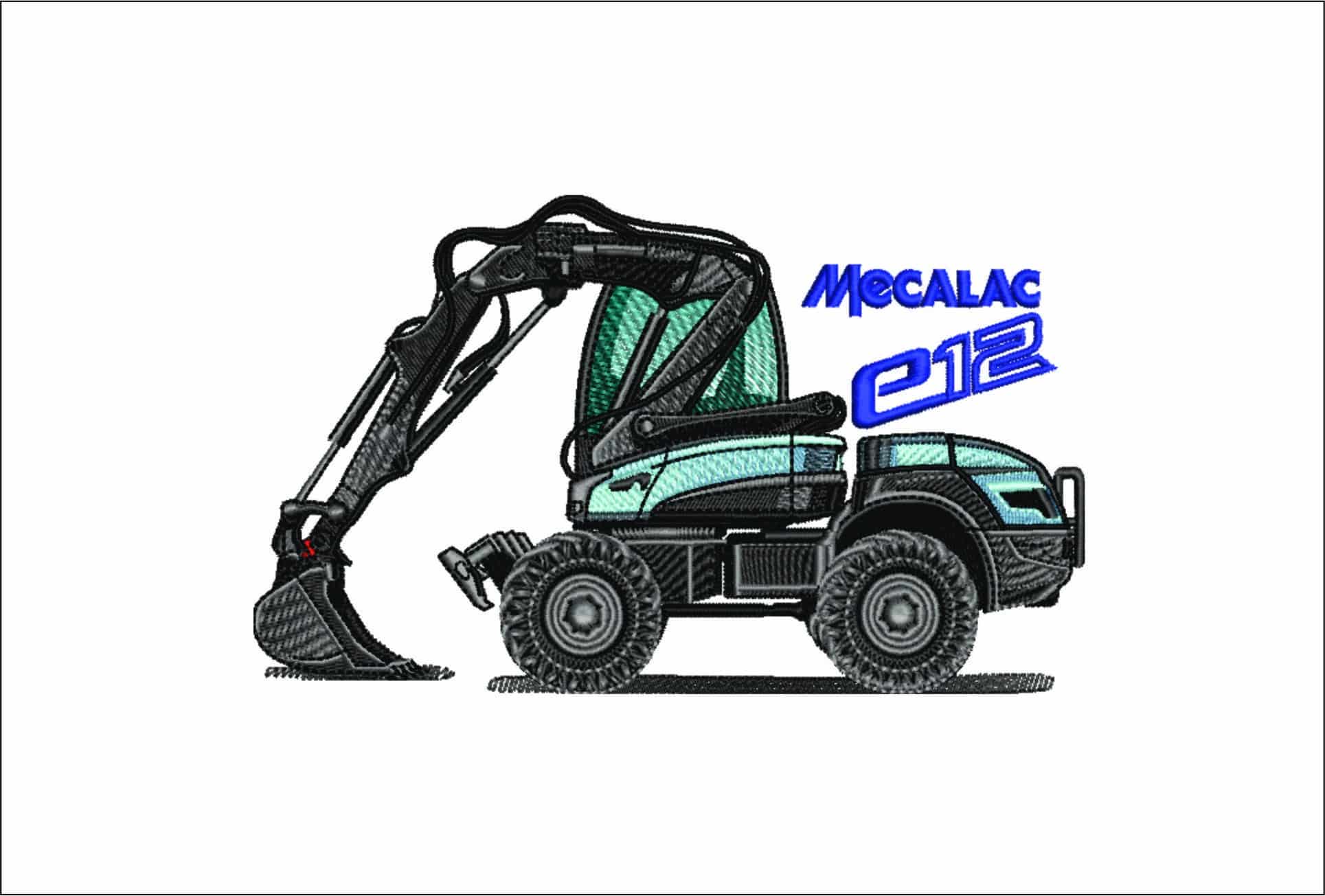 Tractor Excavator Mecalac- Elegant embroidery design file - instant download