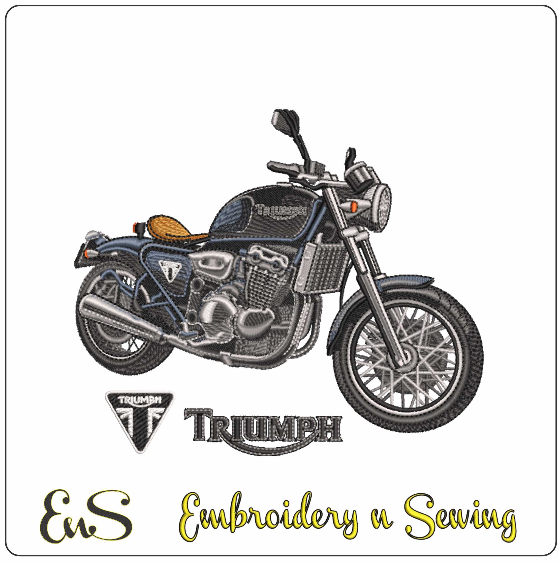 Triumph Badass Logo off- Elegant embroidery design file - instant download