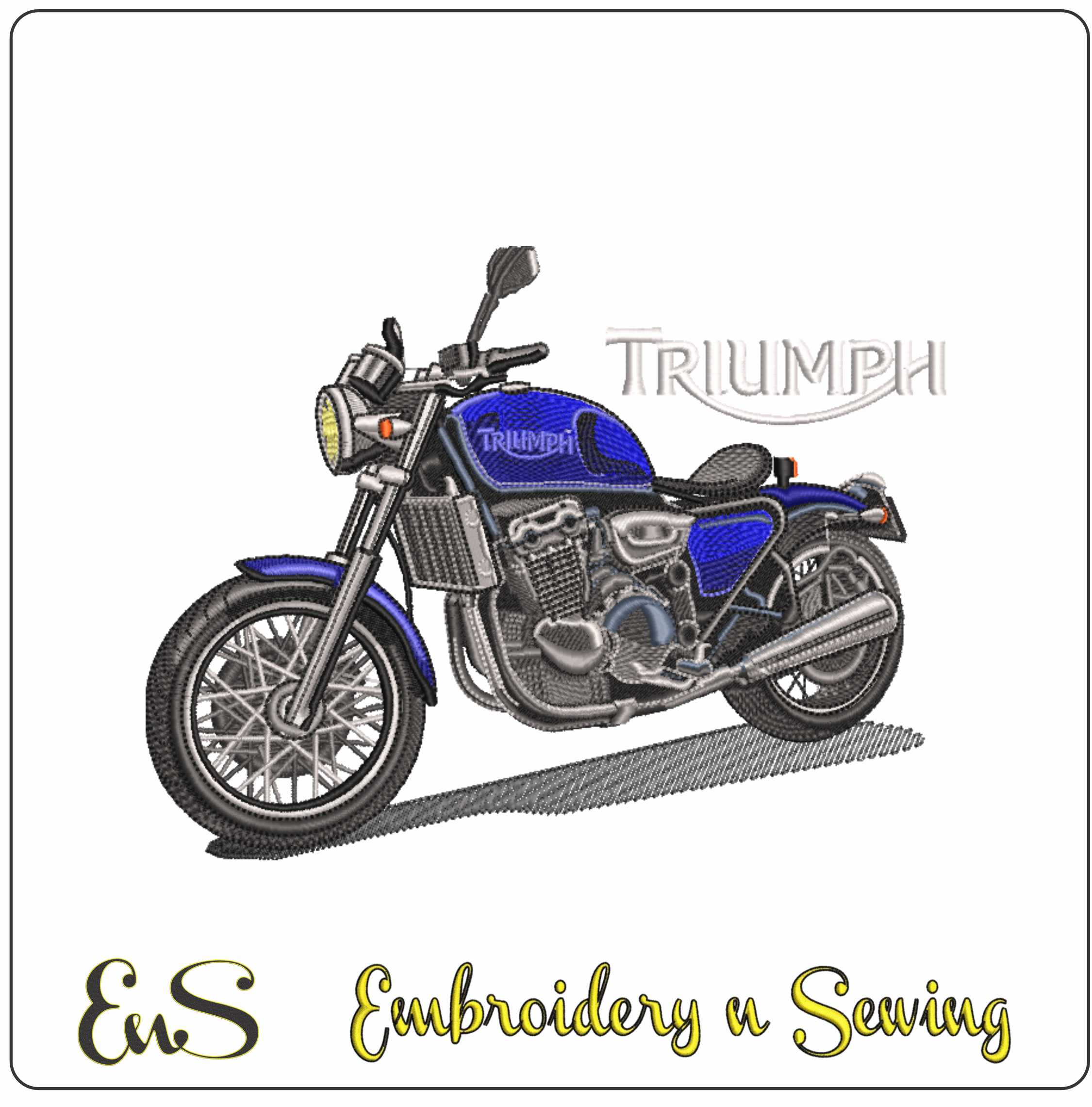 Triumph Motor Cycle- Elegant embroidery design file - instant download