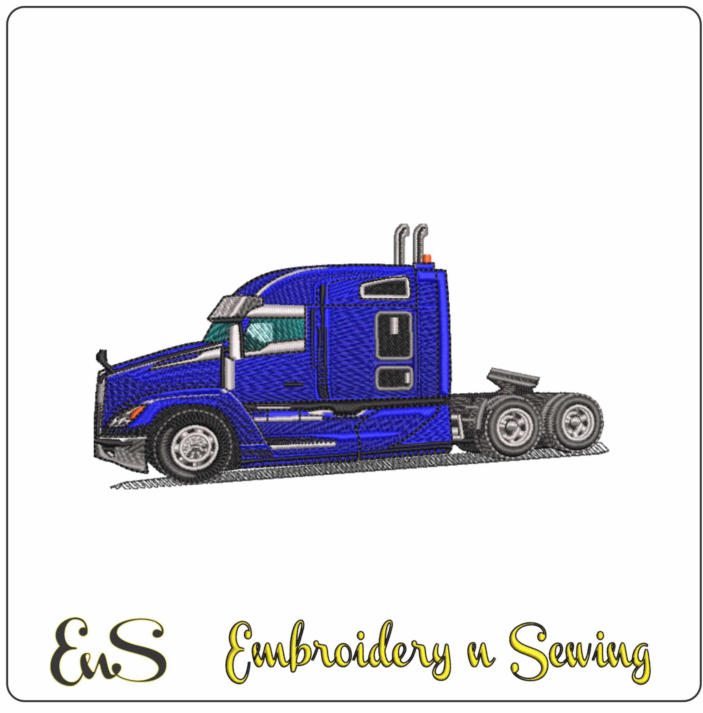 Truck Cab Blue- Elegant embroidery design file - instant download