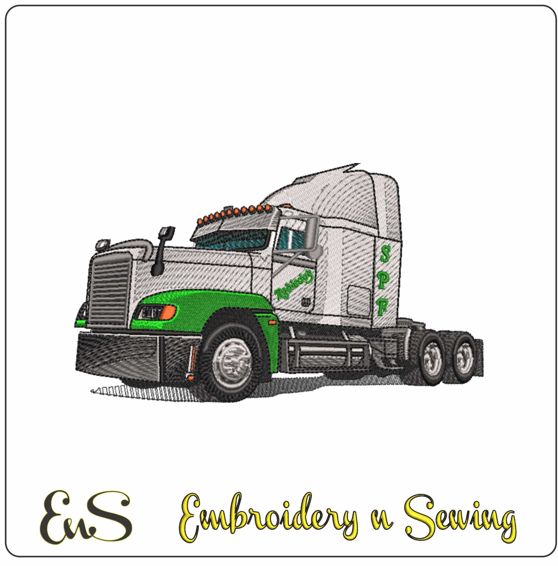 Truck Cab no Trailer- Elegant embroidery design file - instant download