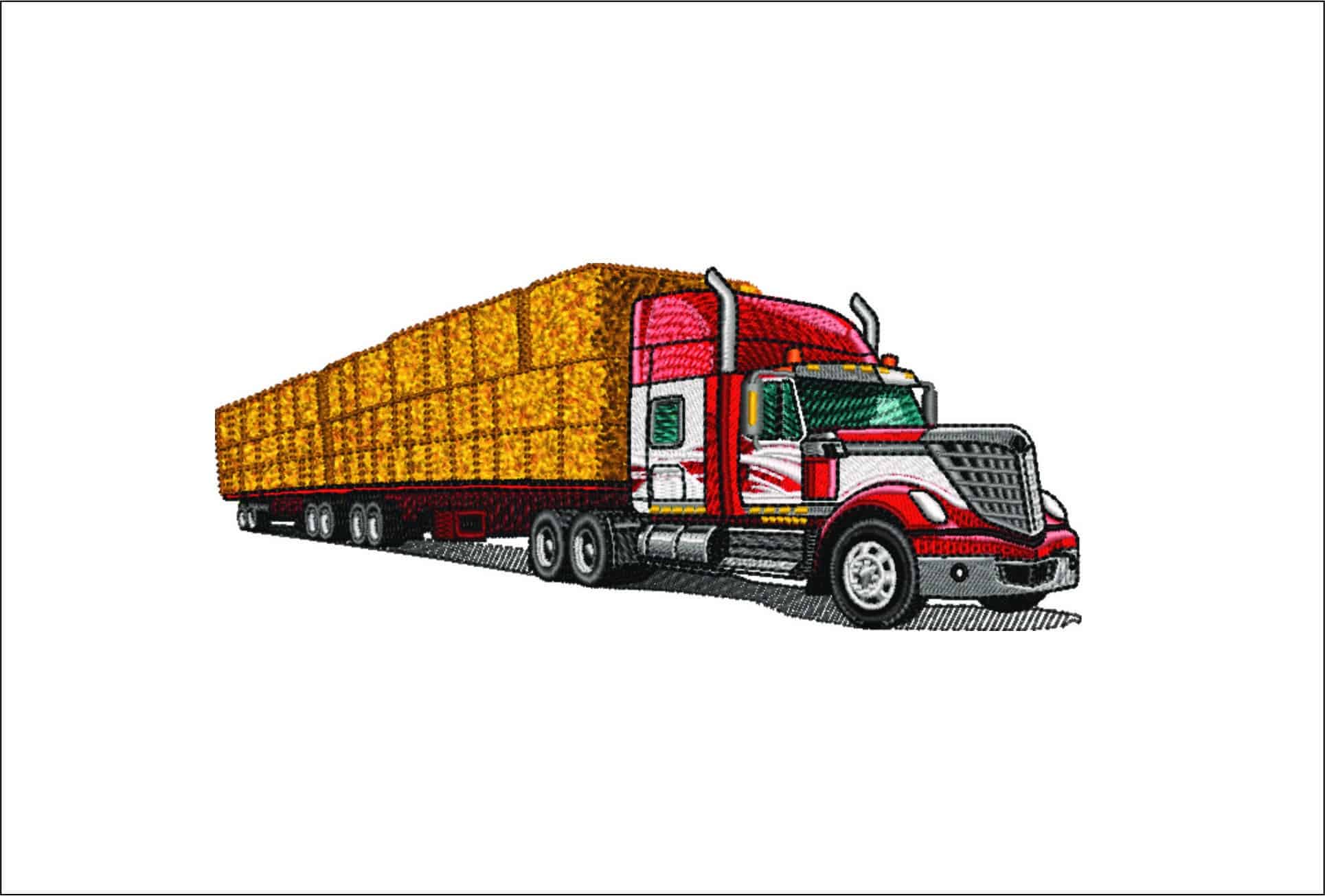 Truck with Hay Bales- Elegant embroidery design file - instant download