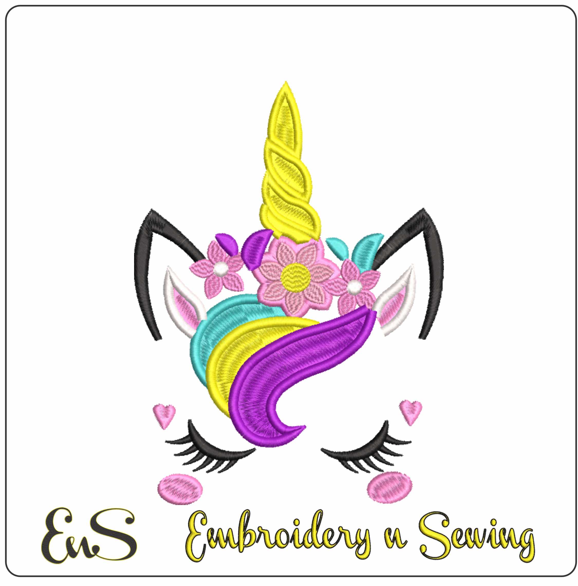 Unicorn Face- Elegant embroidery design file - instant download