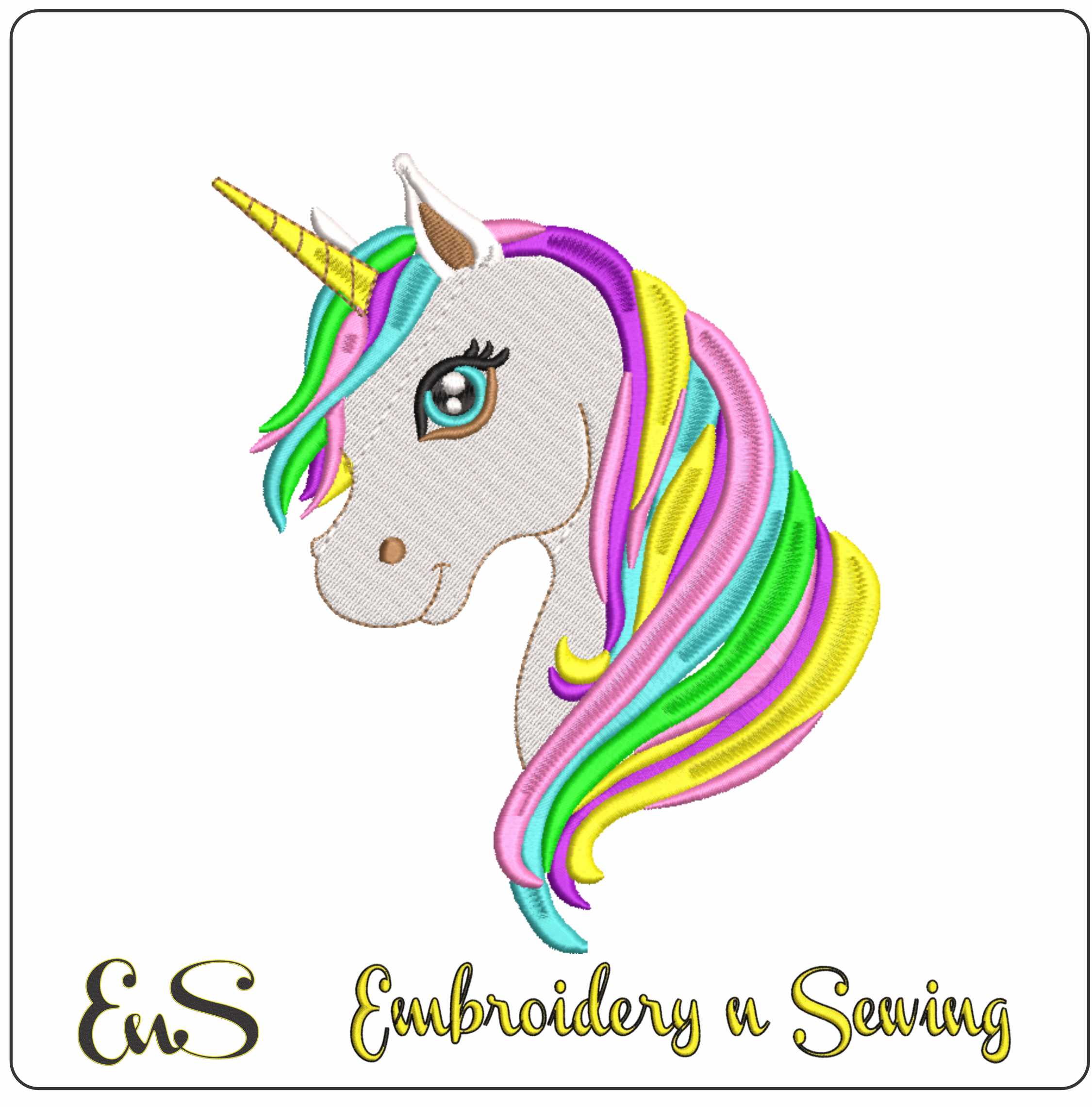 Unicorn Head- Elegant embroidery design file - instant download