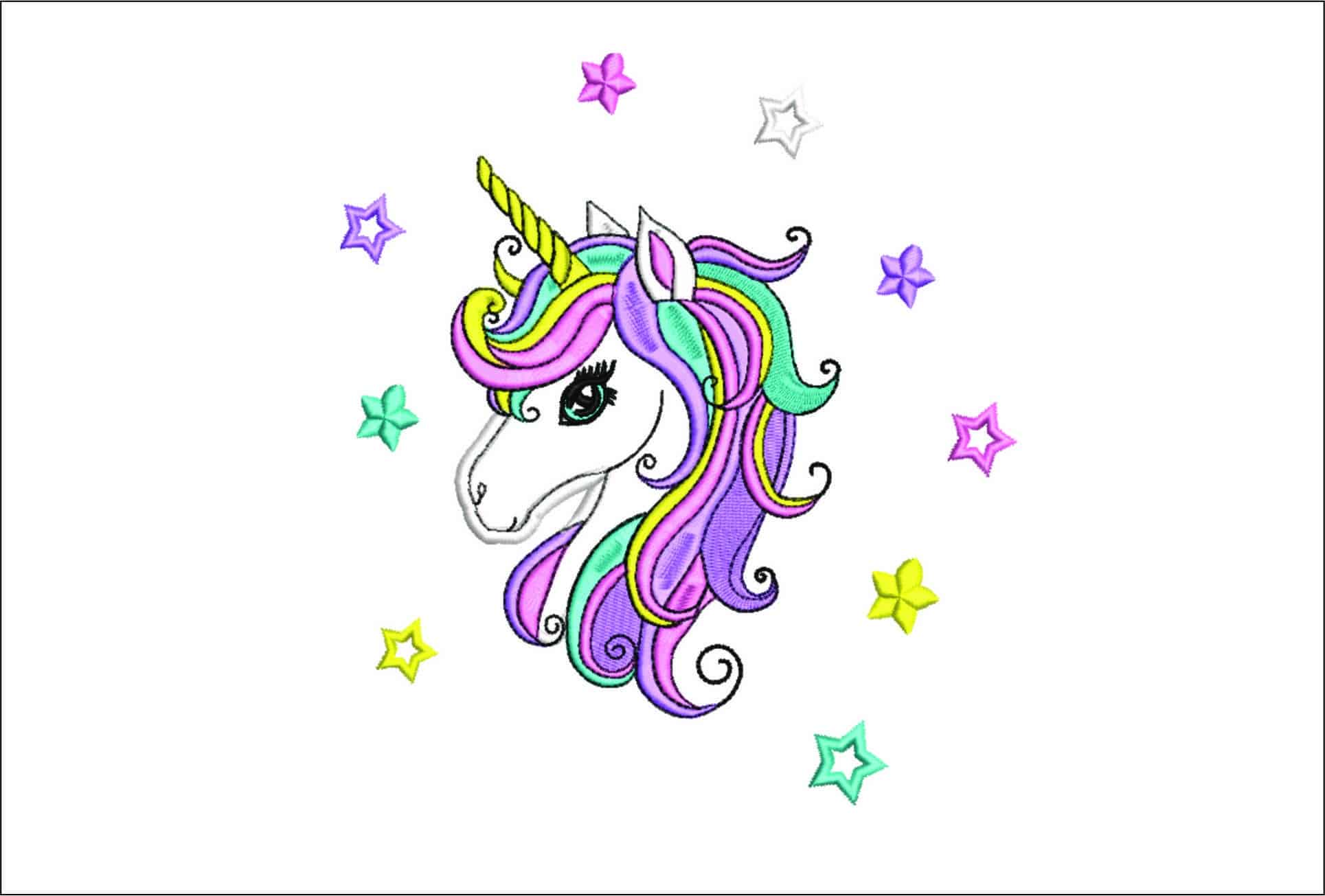 Unicorn stars Applique- Elegant embroidery design file - instant download
