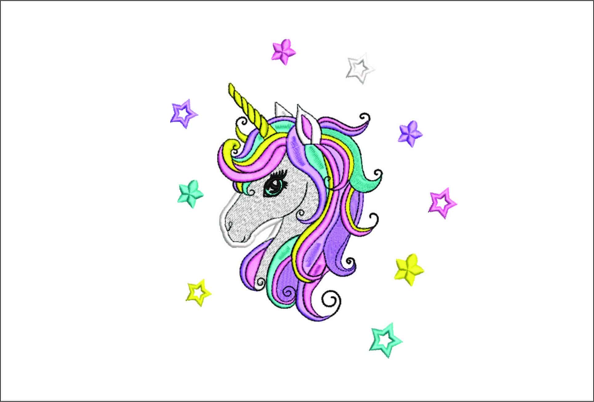 Unicorn with Stars- Elegant embroidery design file - instant download