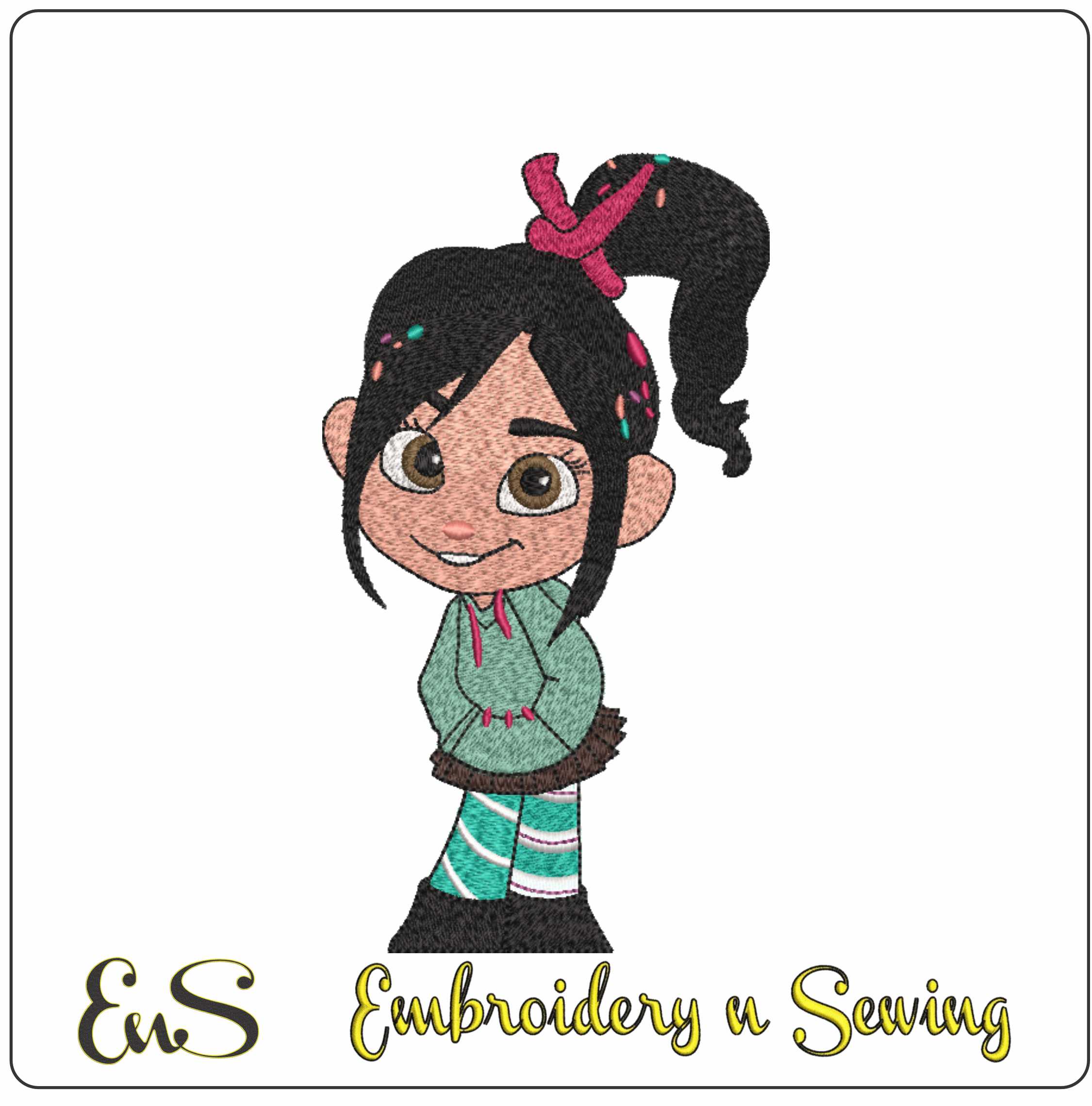 Vanellope Von Sweets - Wreck it Ralph- Elegant embroidery design file - instant download