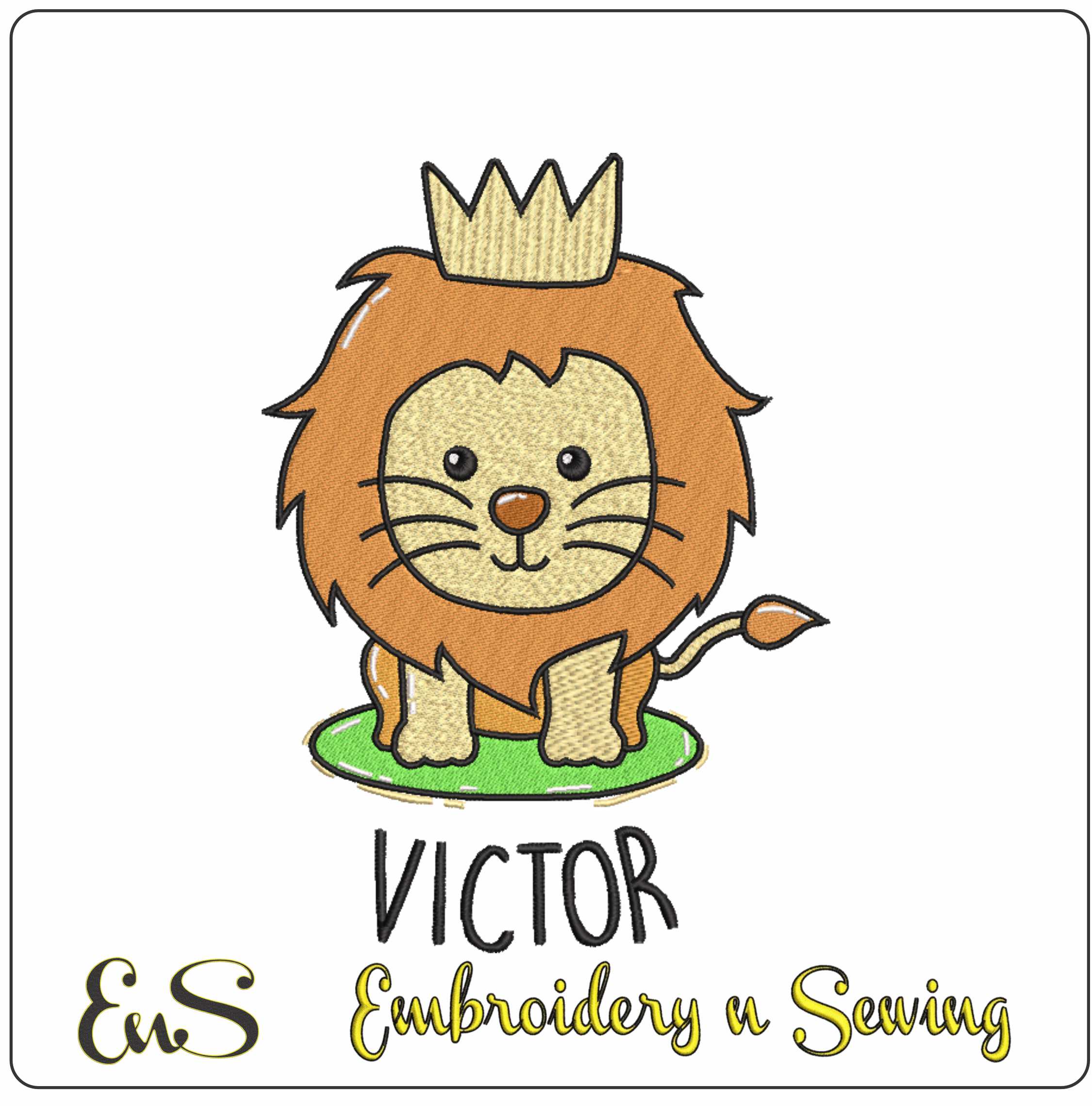 Victor the Lion- Elegant embroidery design file - instant download