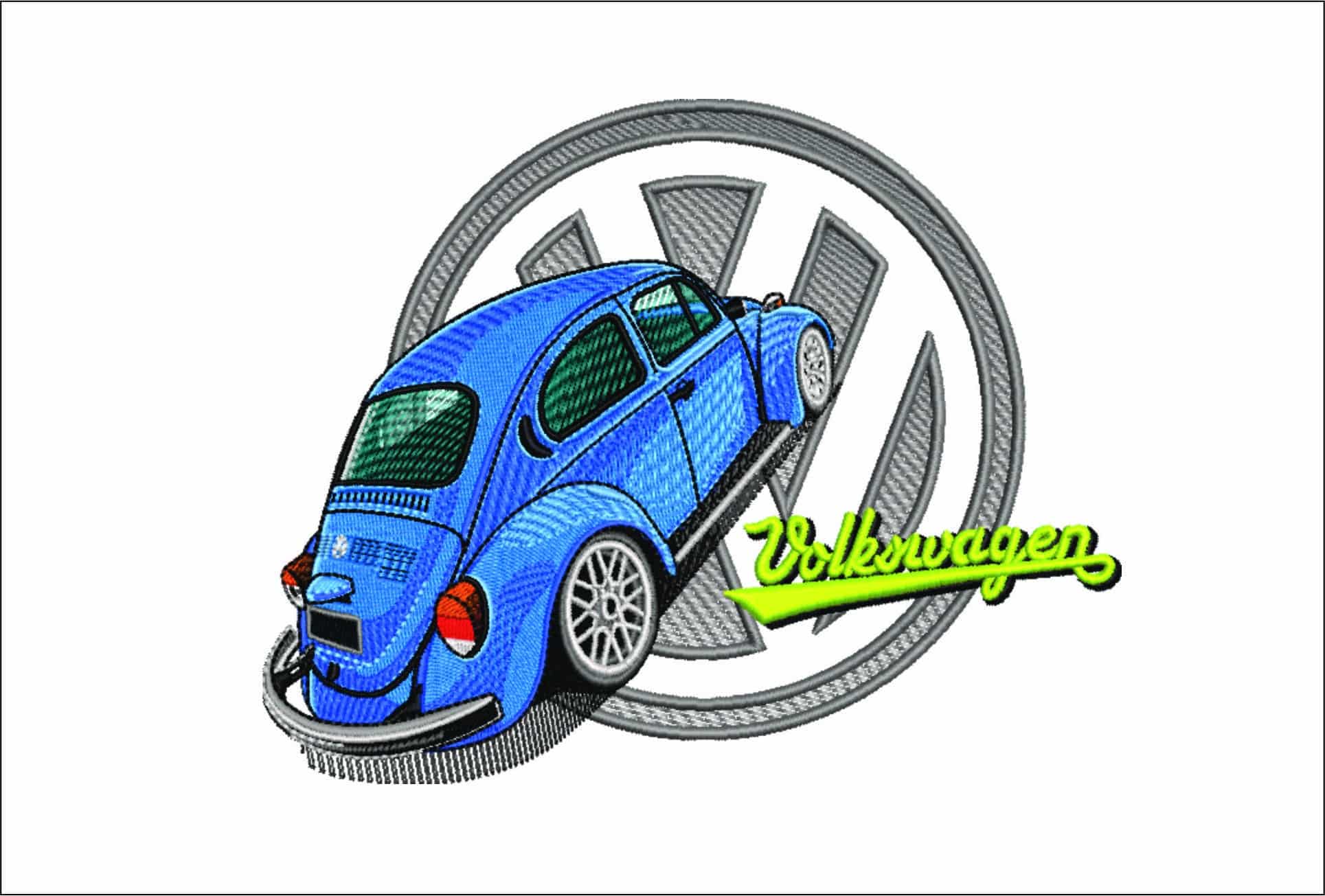 VW Beetle Sign- Elegant embroidery design file - instant download