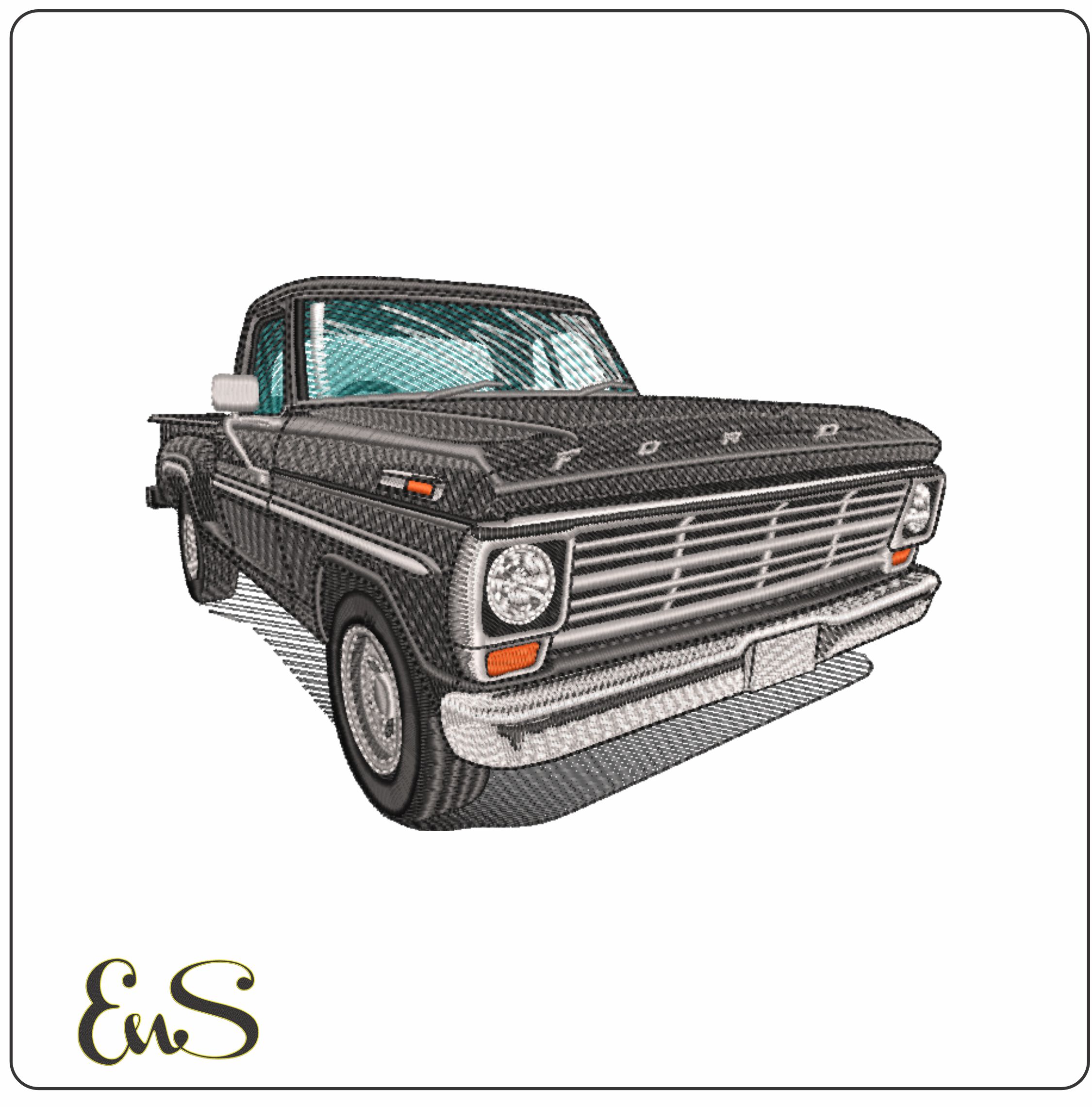 Ford 1970 F100 Truck- Elegant embroidery design file - instant download