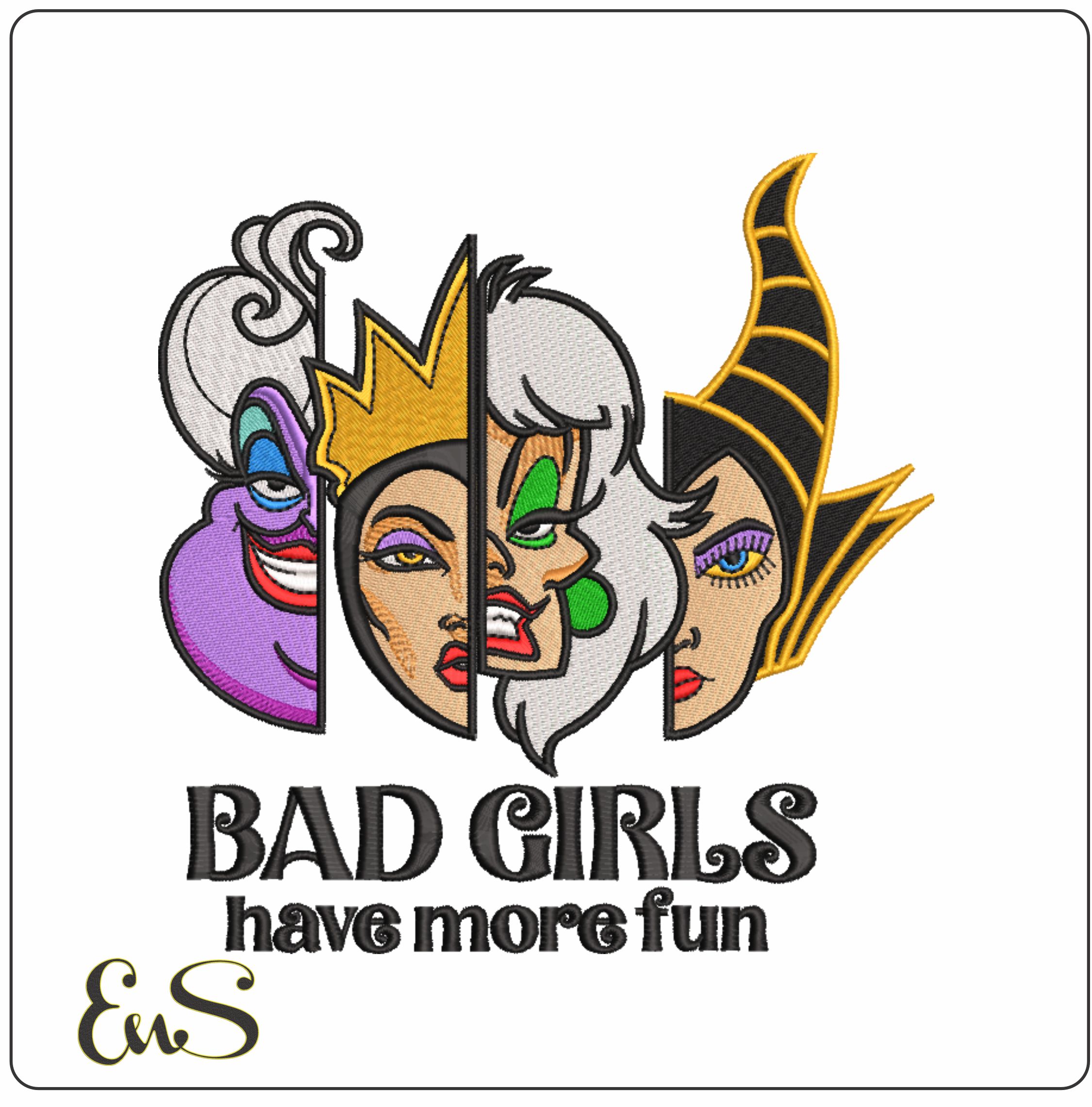 Bad Girls Have more fun- Elegant embroidery design file - instant download