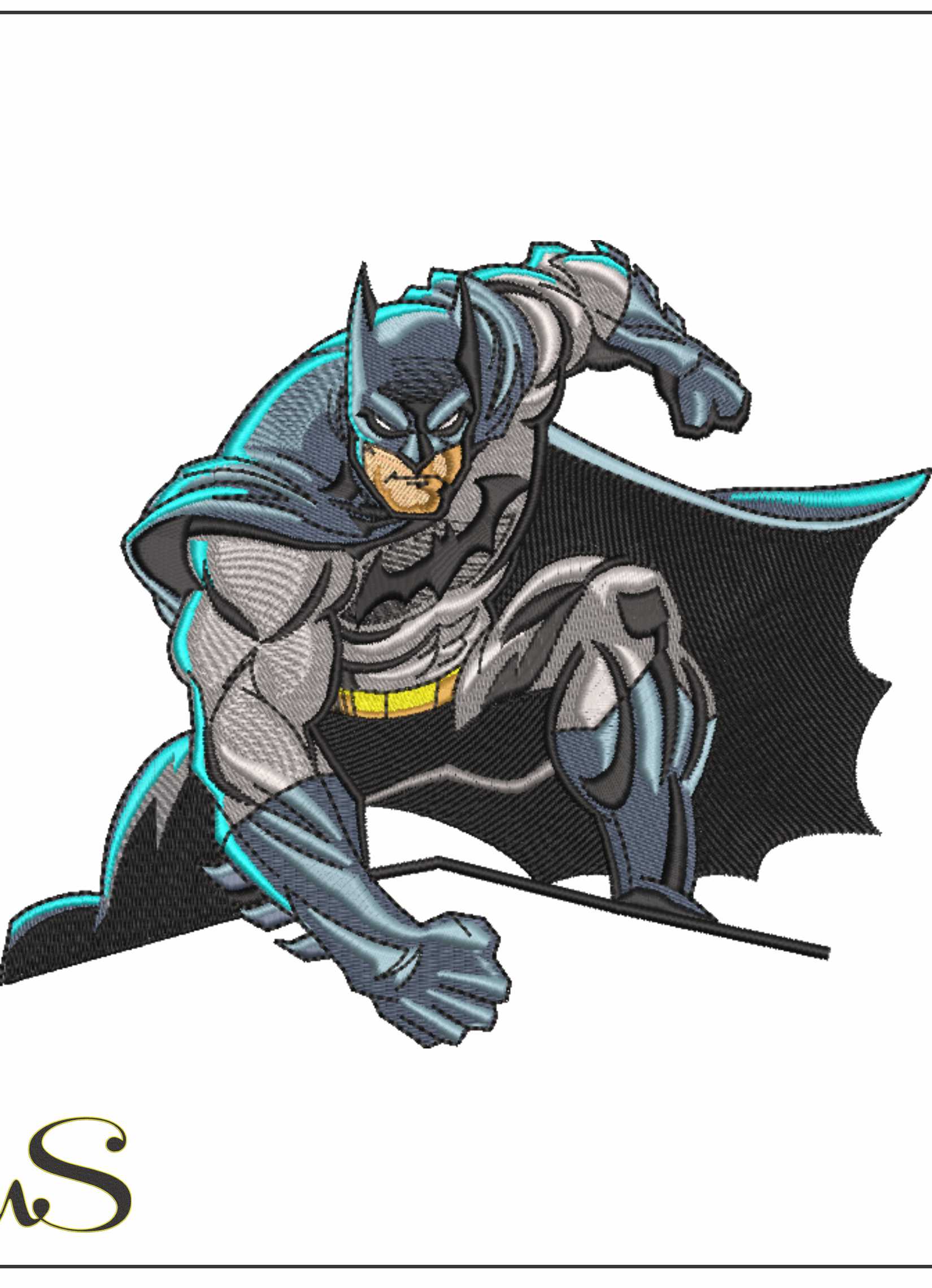 Batman Landed- Elegant embroidery design file - instant download