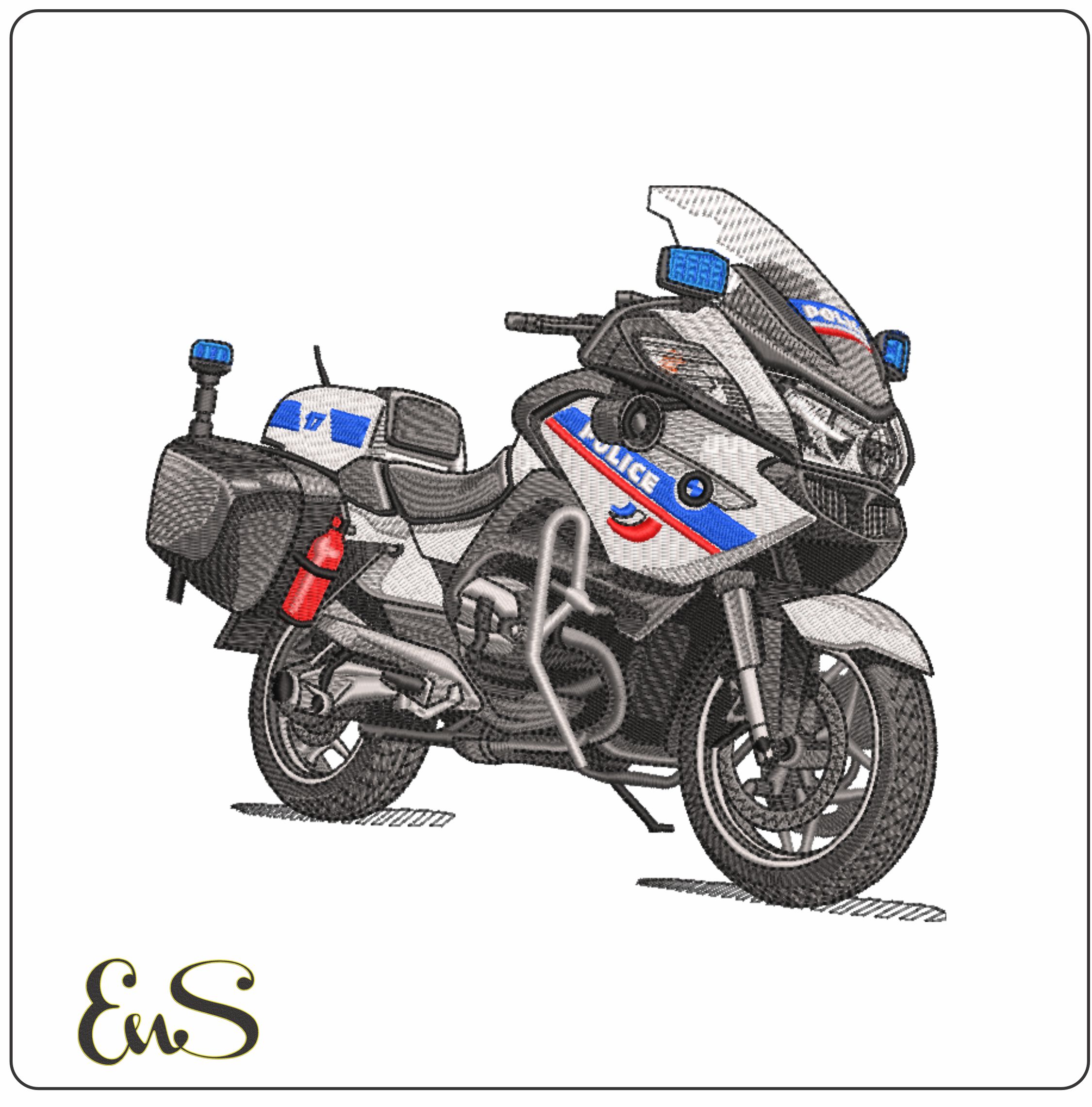 BMW Police Motorbike- Elegant embroidery design file - instant download