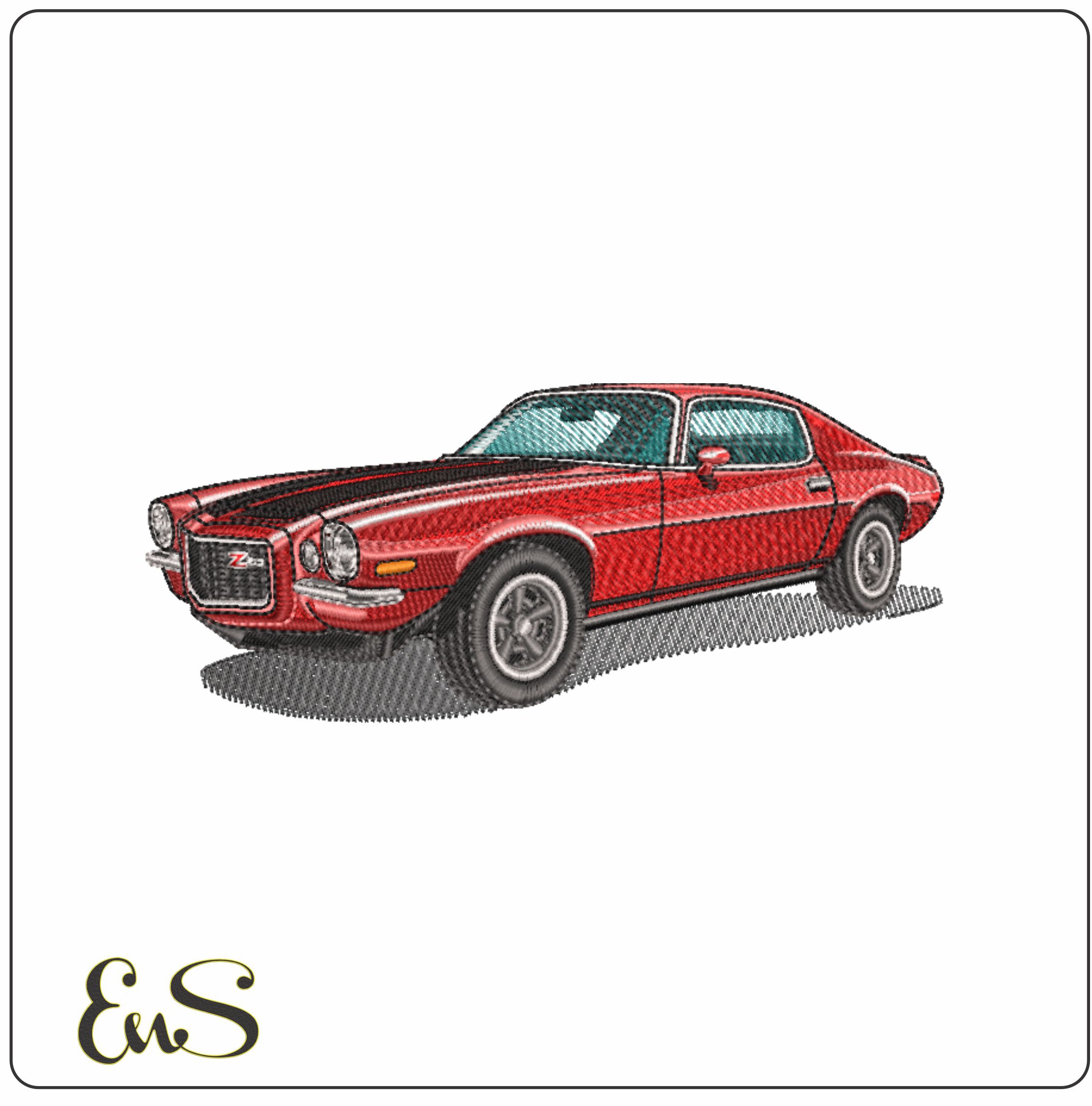 Camaro Z28 Red- Elegant embroidery design file - instant download