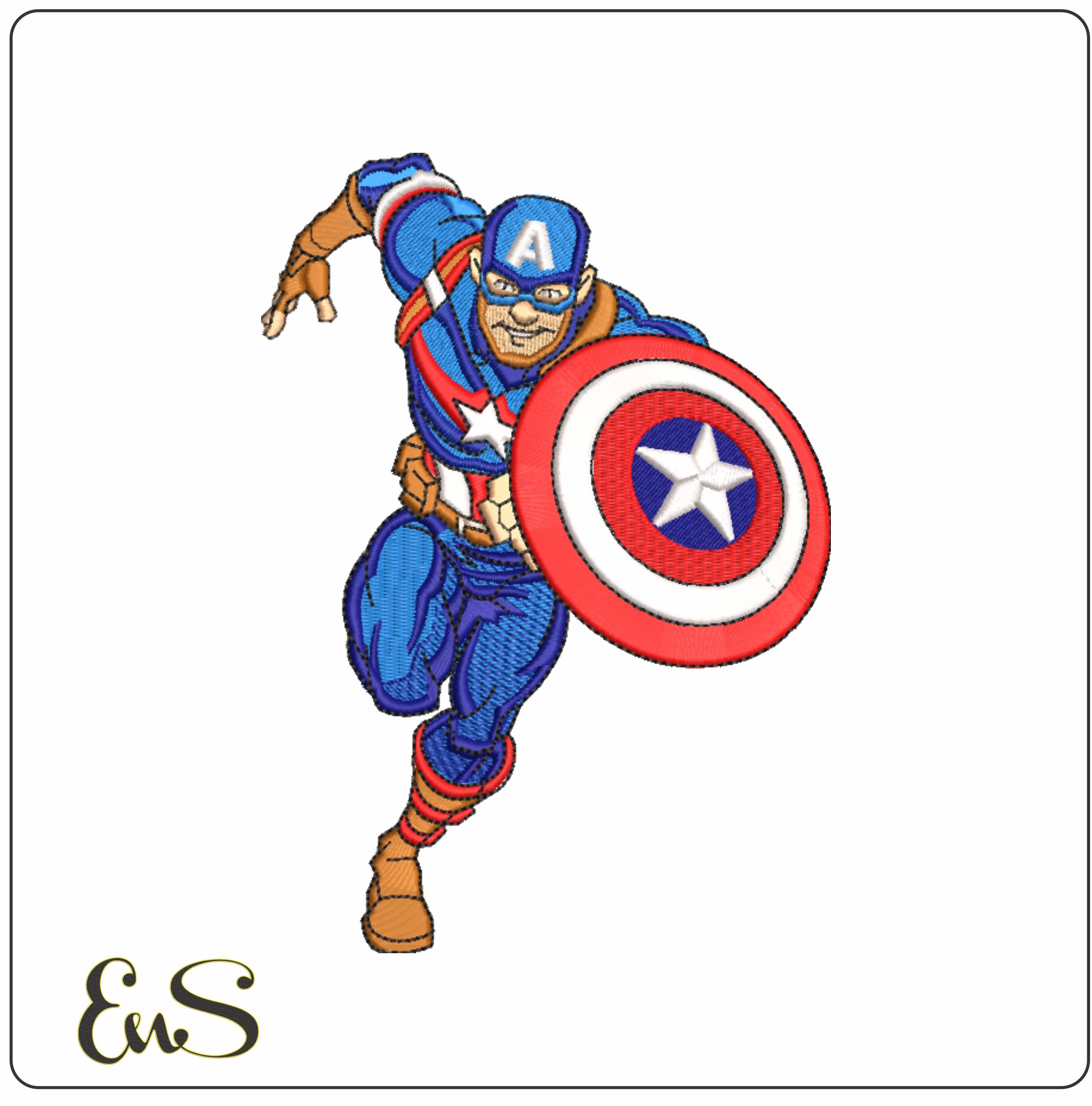 Captain America run- Elegant embroidery design file - instant download