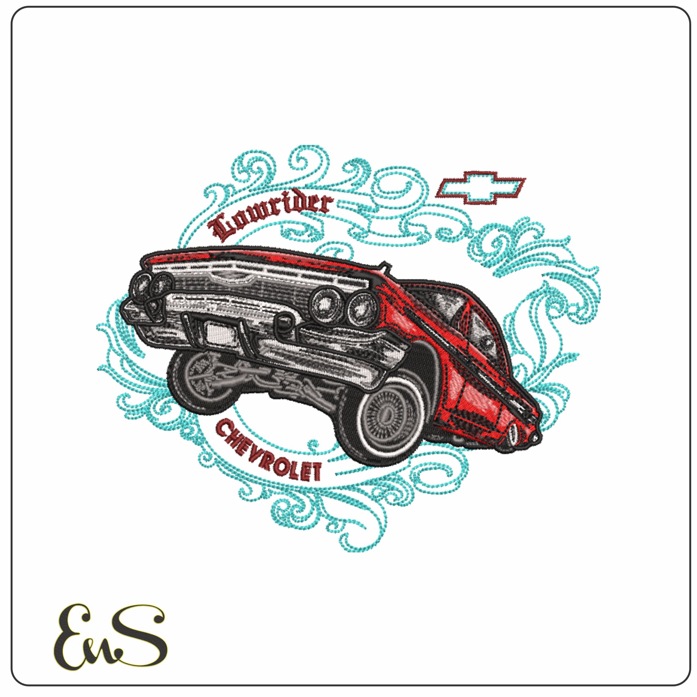 Chevy Low Rider car- Elegant embroidery design file - instant download