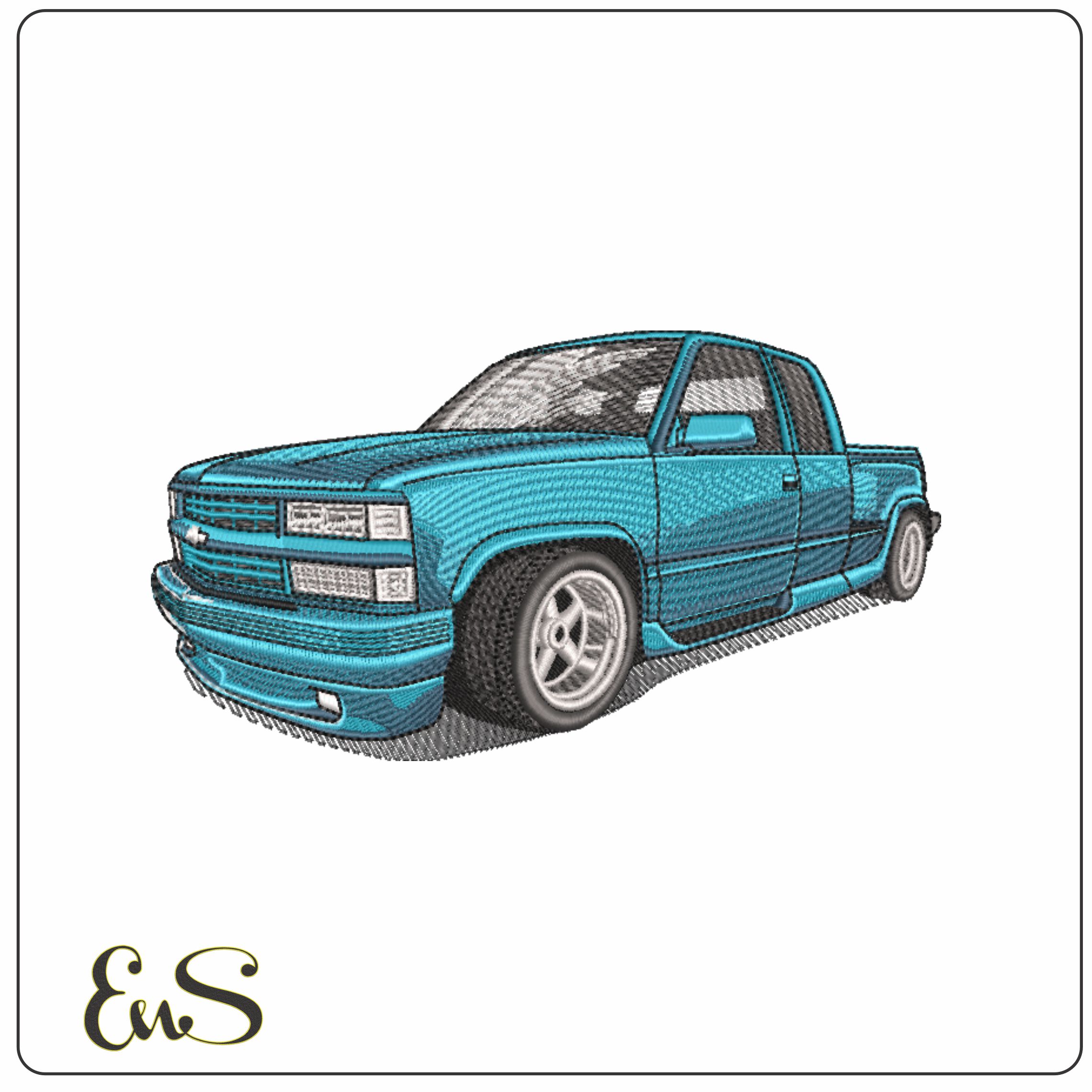 Chevy Silverado 1994 custom- Elegant embroidery design file - instant download