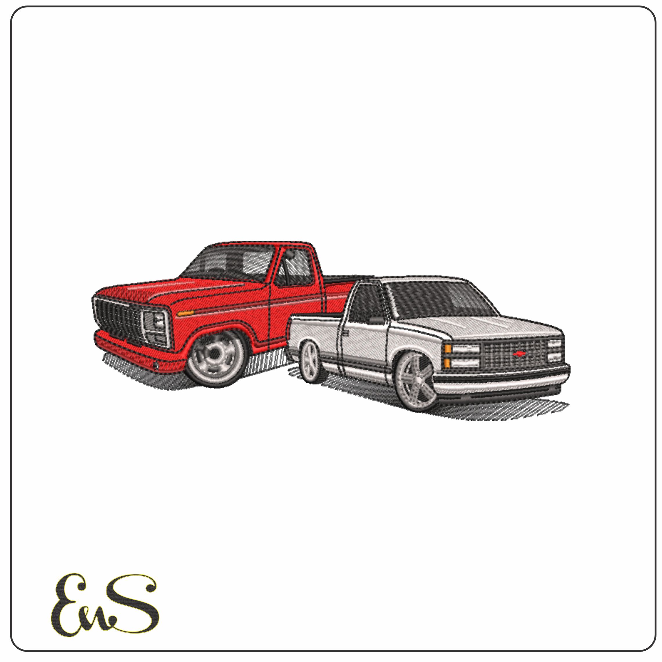 Chevy Trucks- Elegant embroidery design file - instant download