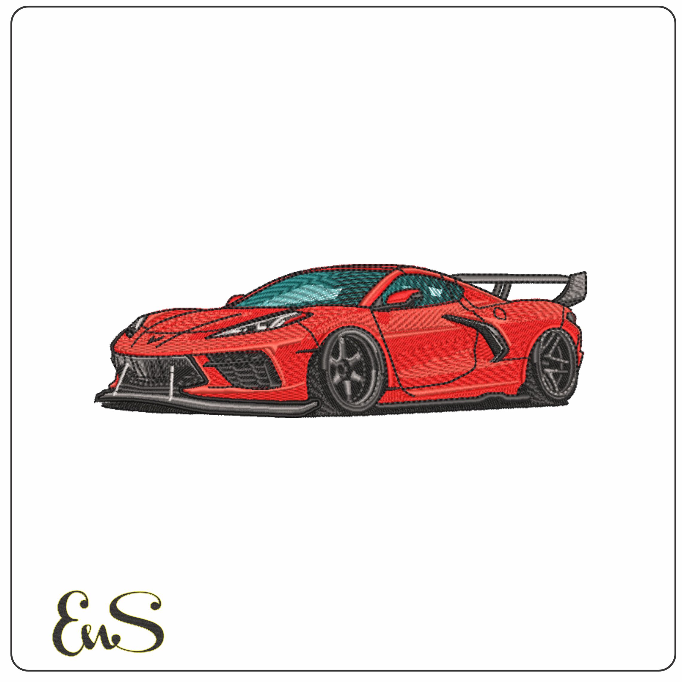 Corvette C8 Race- Elegant embroidery design file - instant download