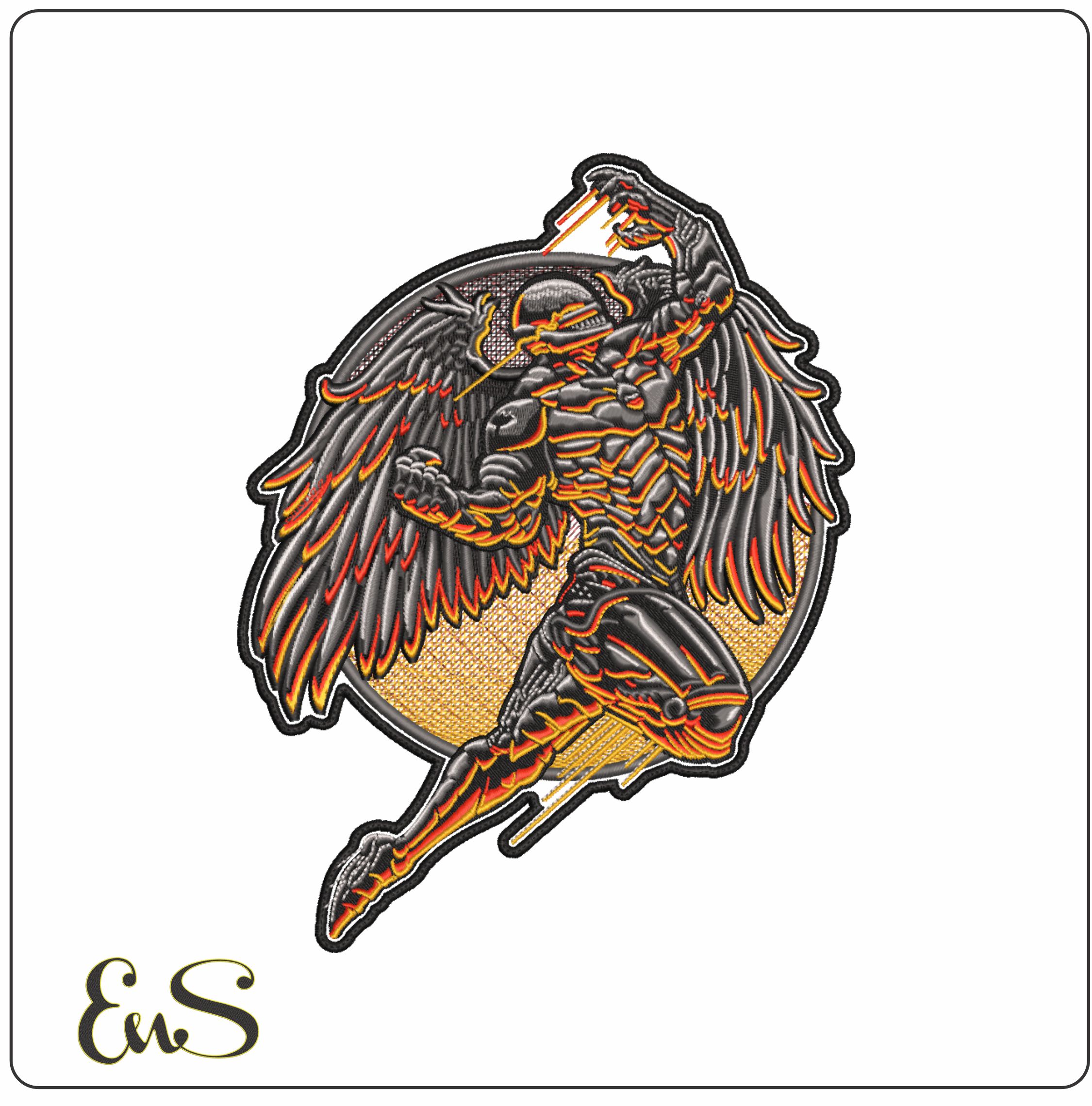 Demon with wings- Elegant embroidery design file - instant download
