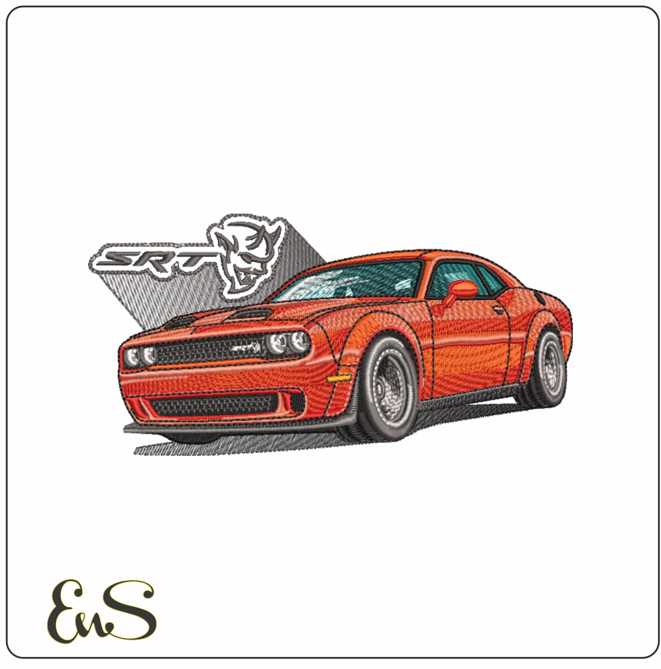 Dodge Challenger Demon SRT- Elegant embroidery design file - instant download