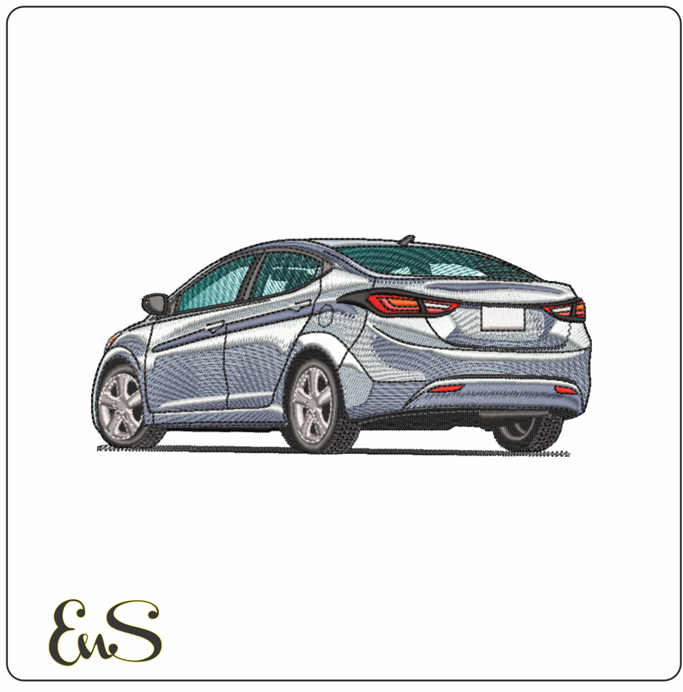 Elantra Rear- Elegant embroidery design file - instant download