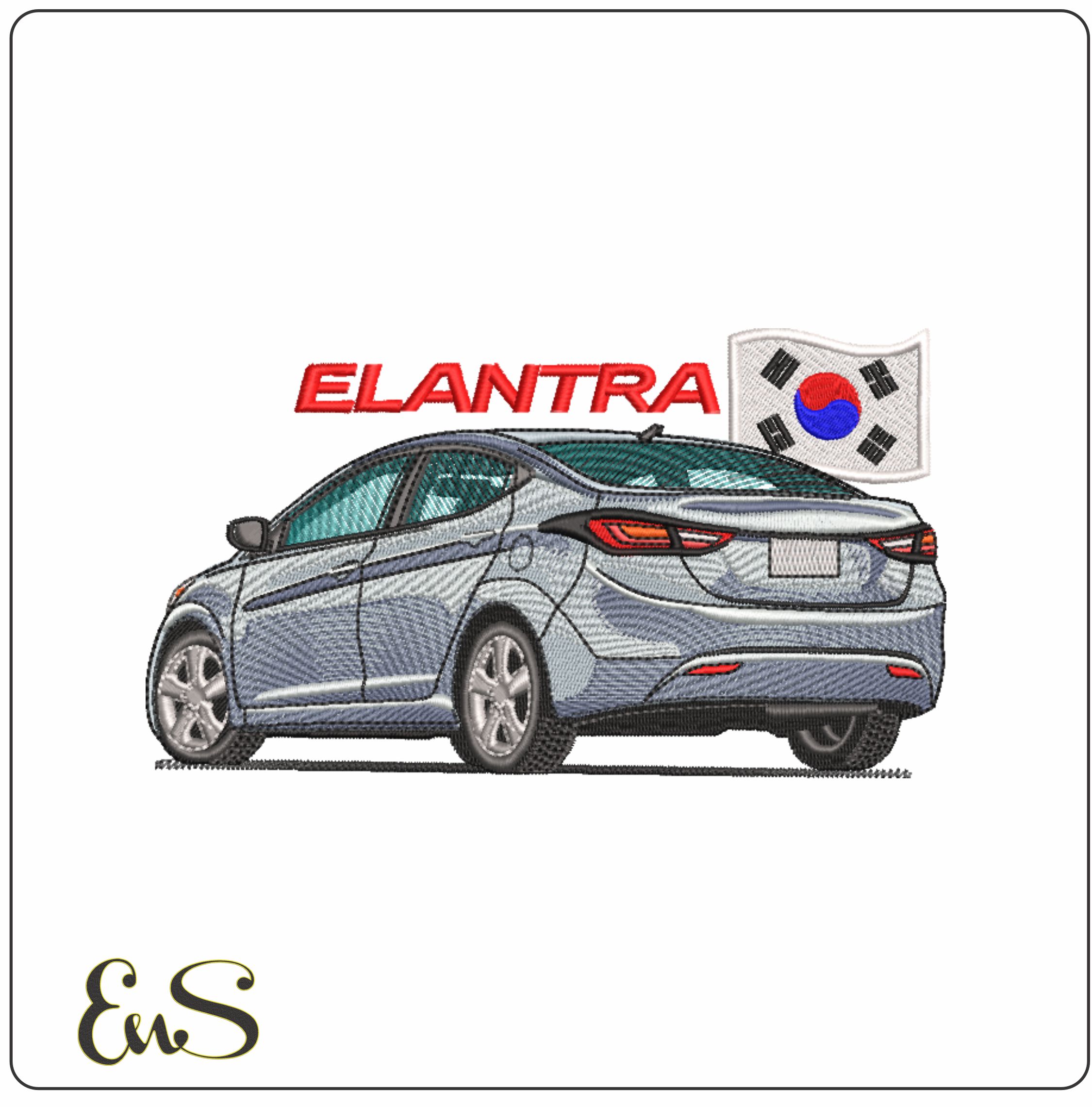 Elantra Rear Korea Flag- Elegant embroidery design file - instant download