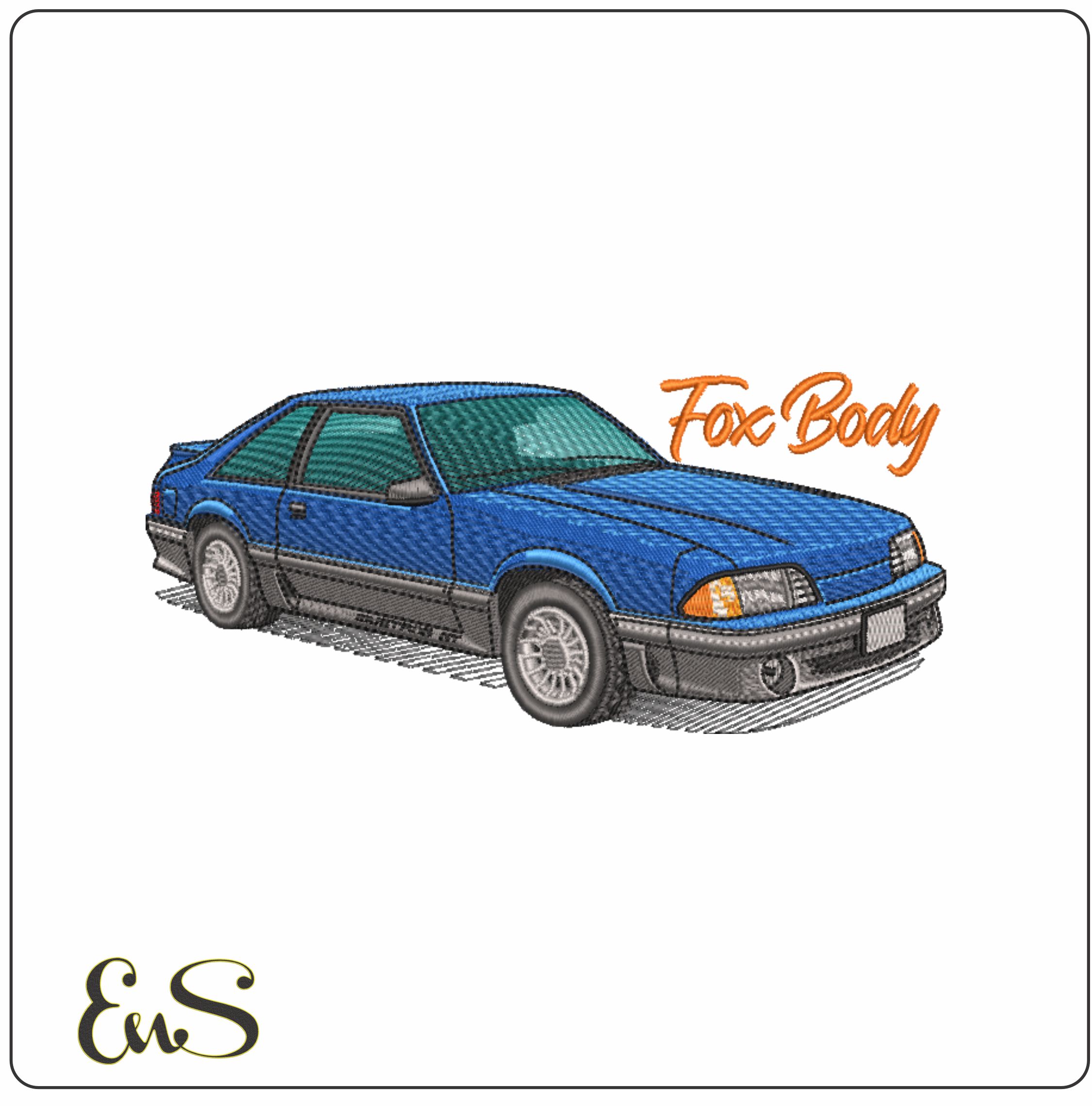 Ford Mustang 1990 Fox Body- Elegant embroidery design file - instant download