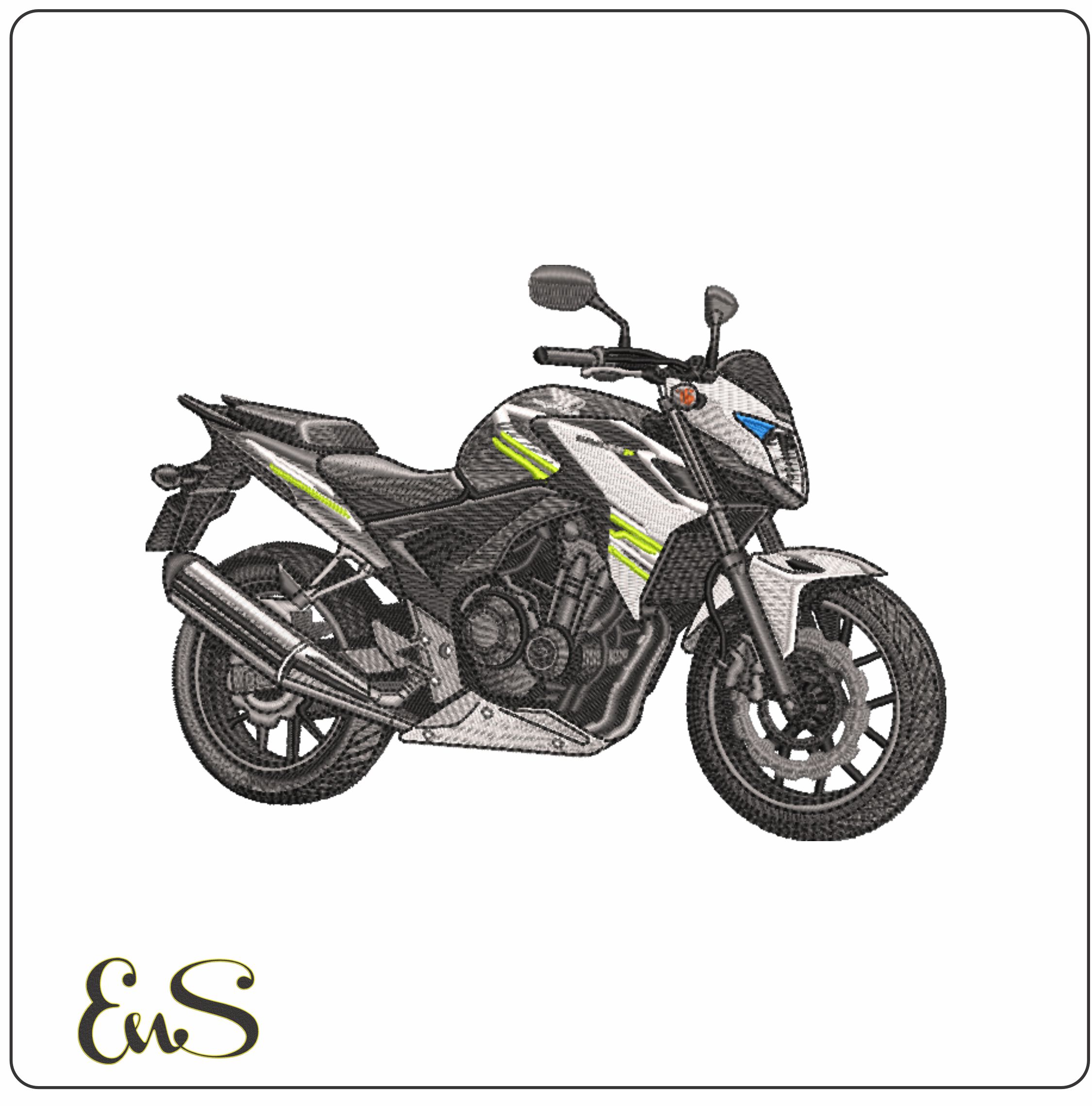Honda CB500 Motorcycle- Elegant embroidery design file - instant download