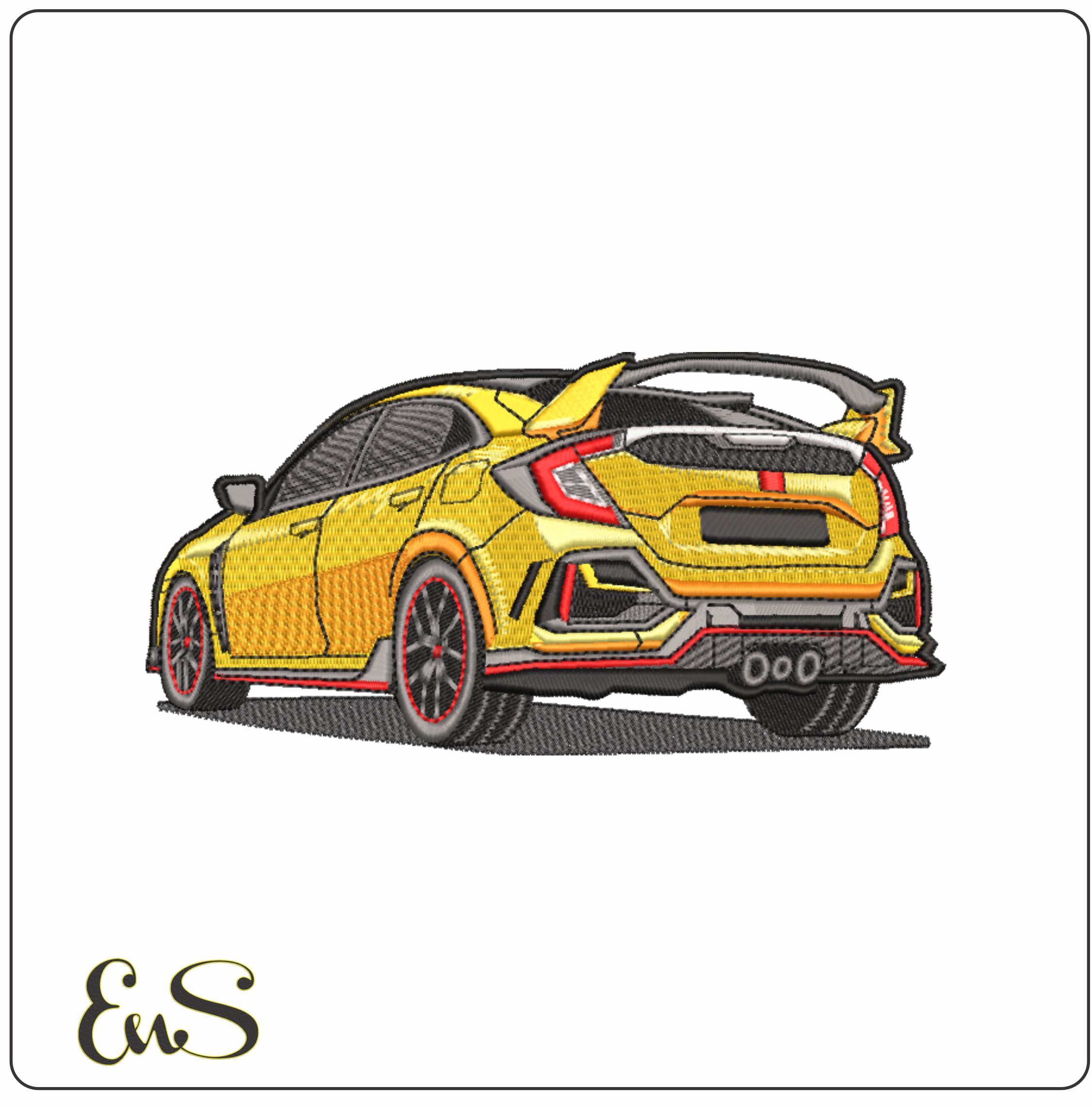 Honda Civic Type R Rear- Elegant embroidery design file - instant download