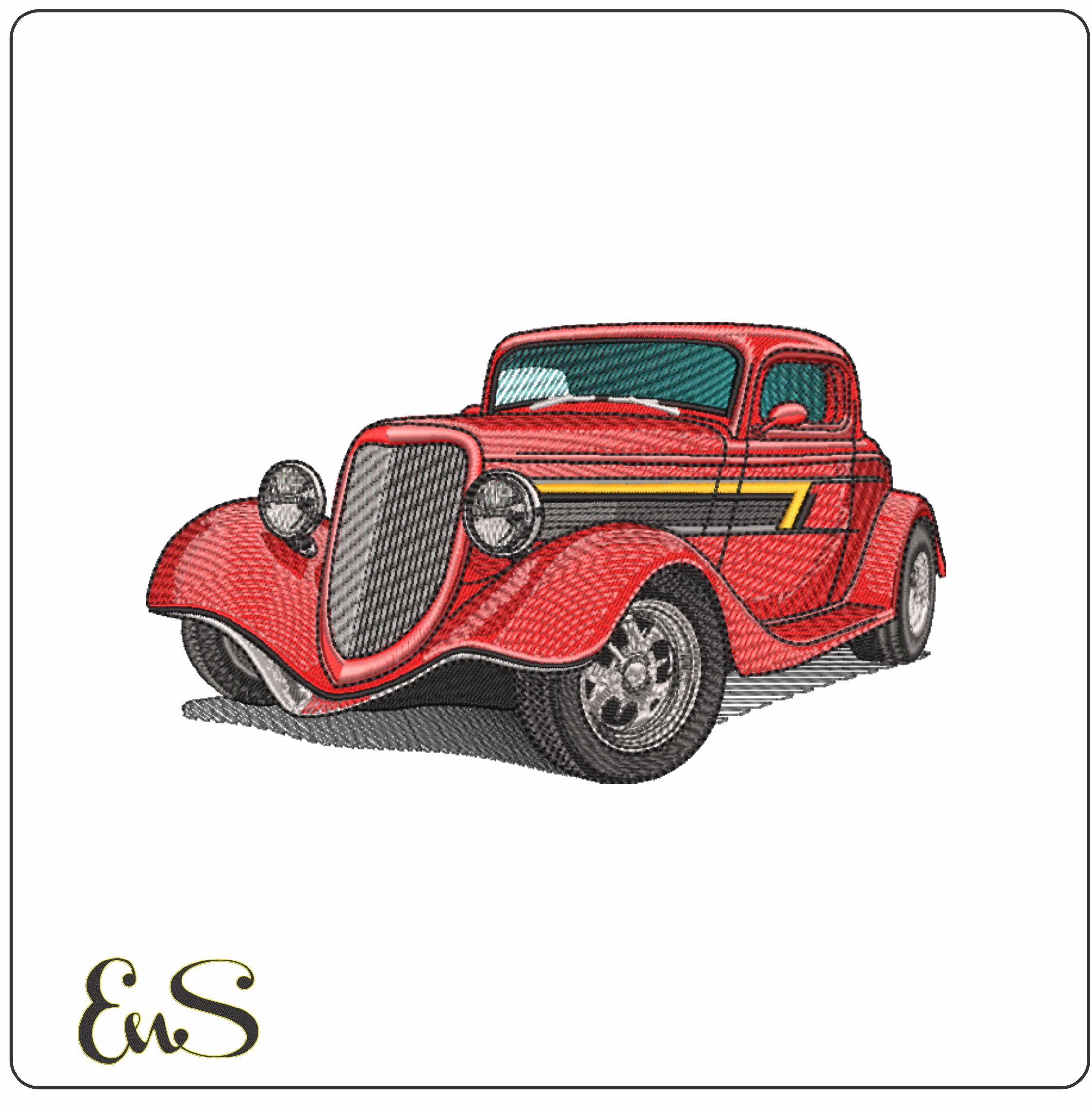 Hotrod 1933 ZZ top- Elegant embroidery design file - instant download
