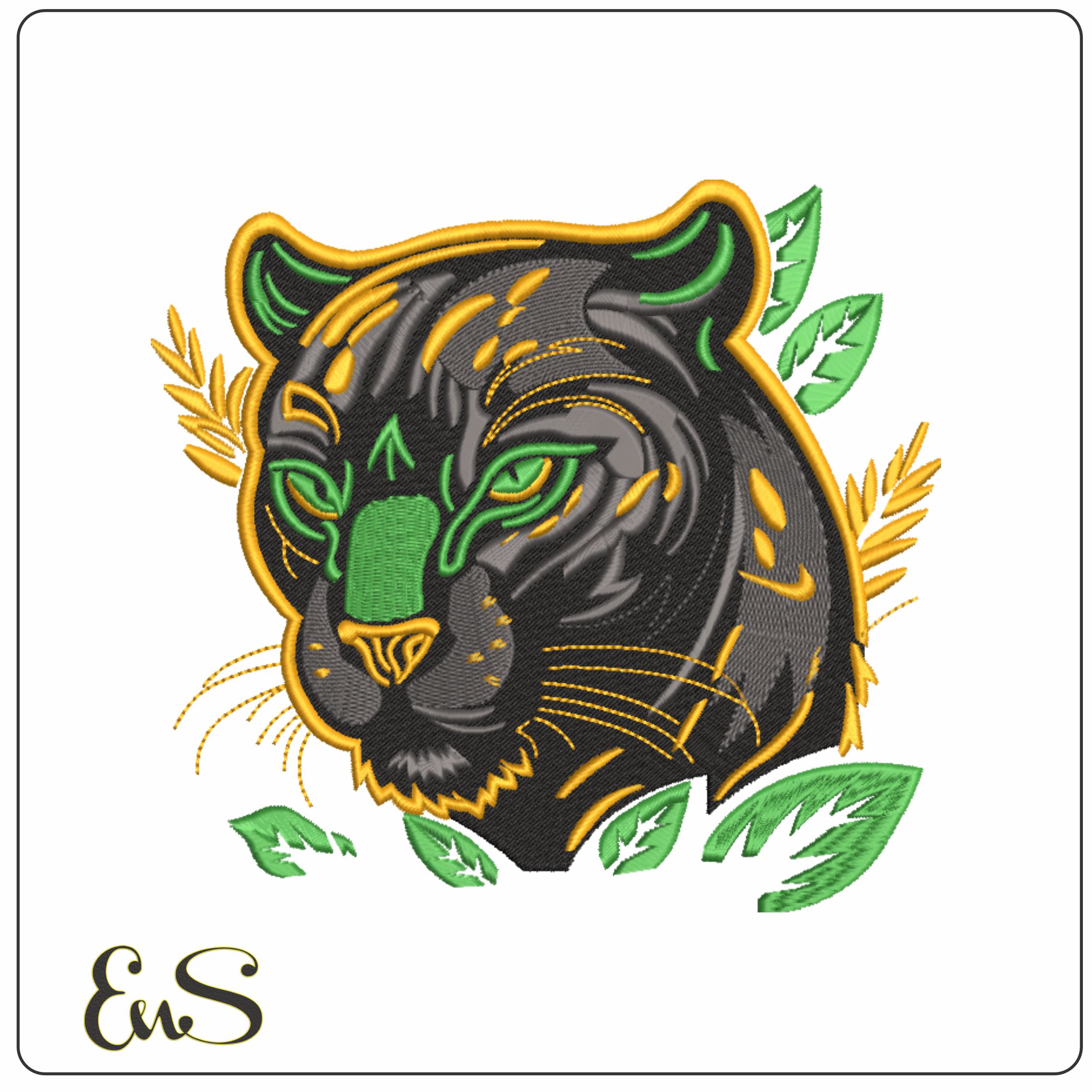 Jaguar in Leaves- Elegant embroidery design file - instant download