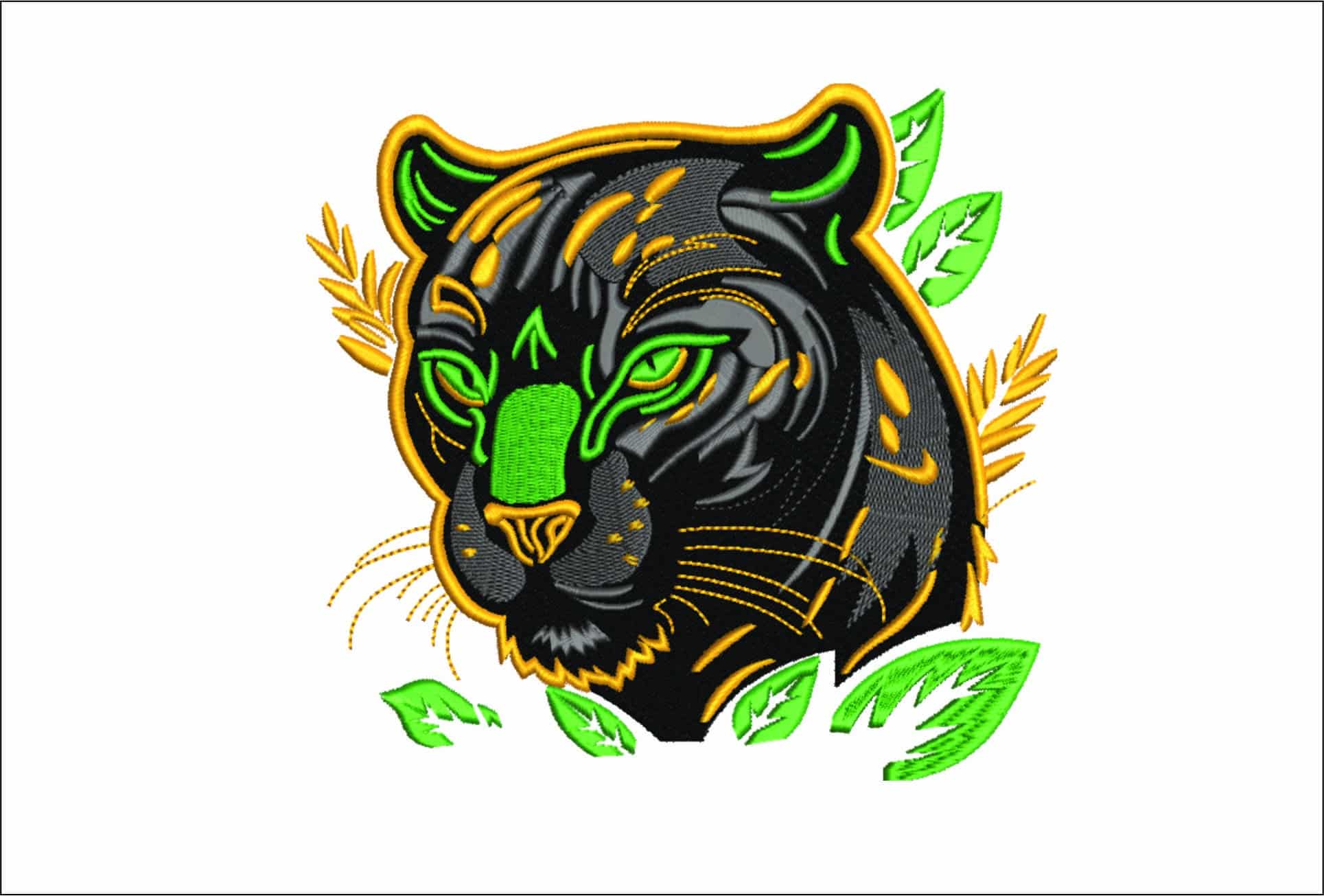Jaguar in Leaves- Elegant embroidery design file - instant download