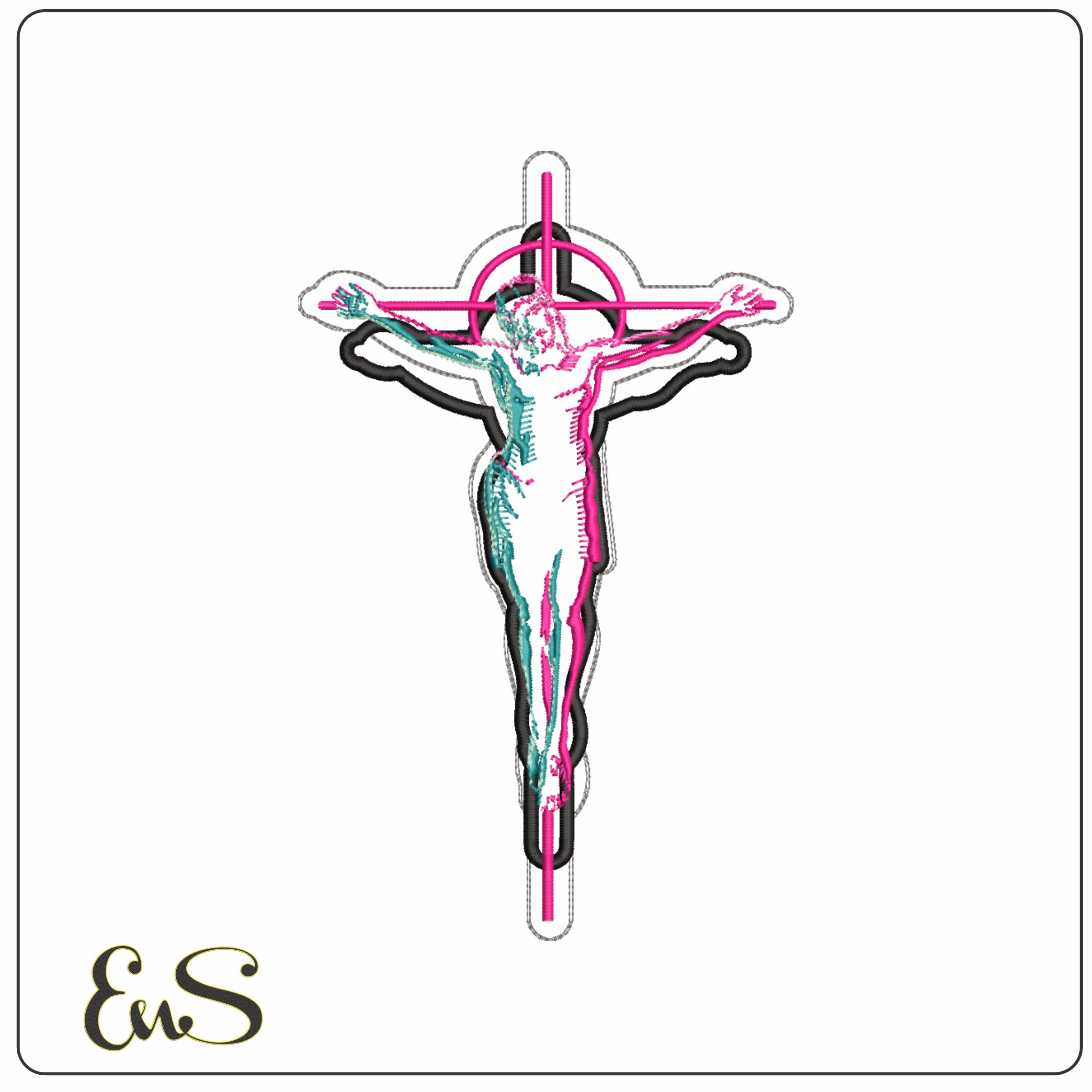 Jesus Christ on Cross- Elegant embroidery design file - instant download
