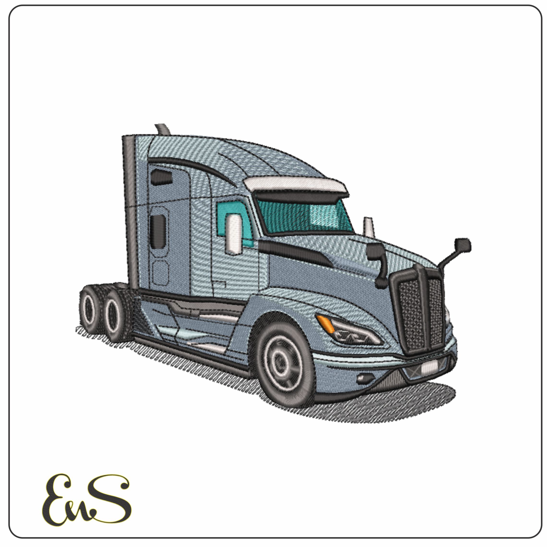 KenworthT3800 Truck Cab- Elegant embroidery design file - instant download