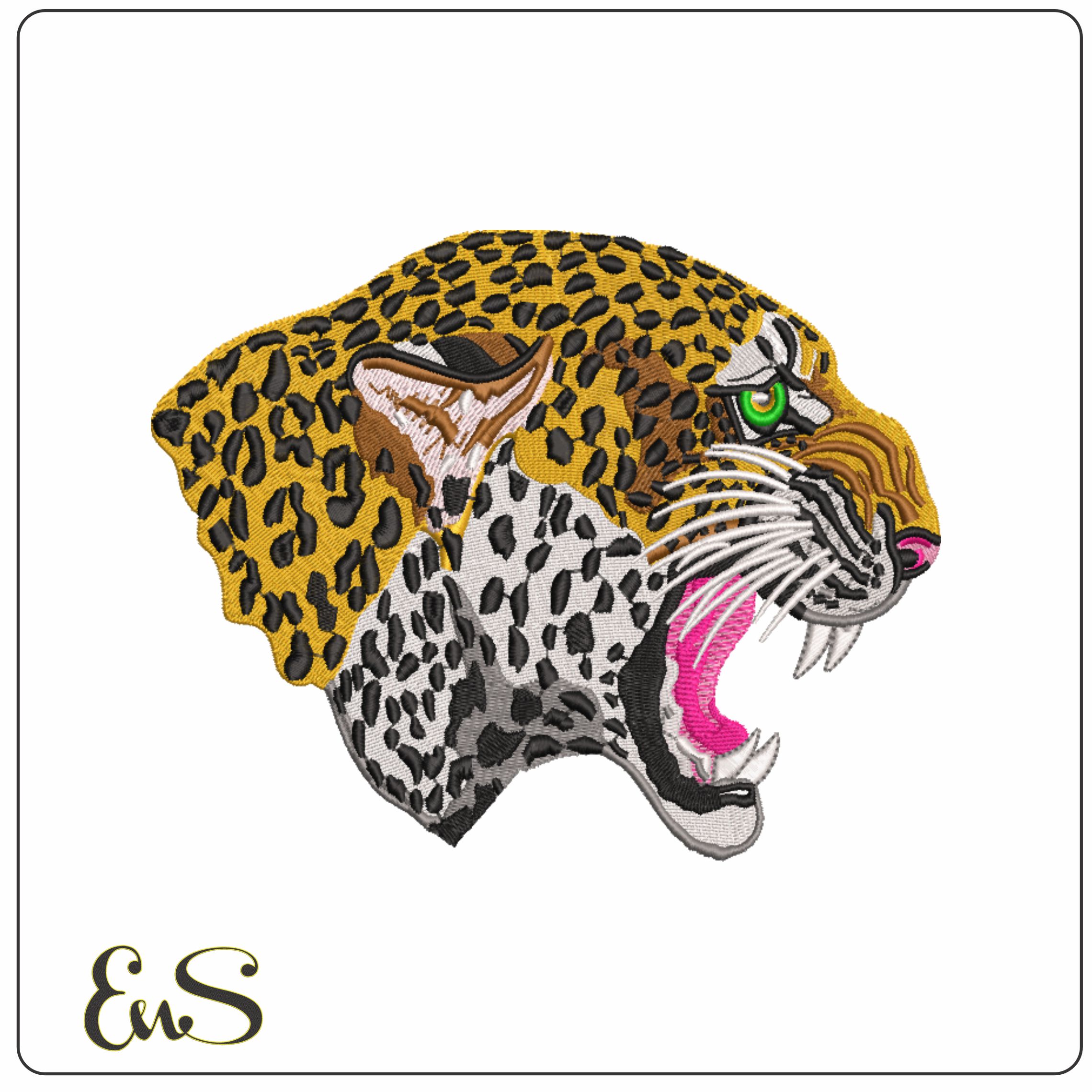 Leopards Head- Elegant embroidery design file - instant download