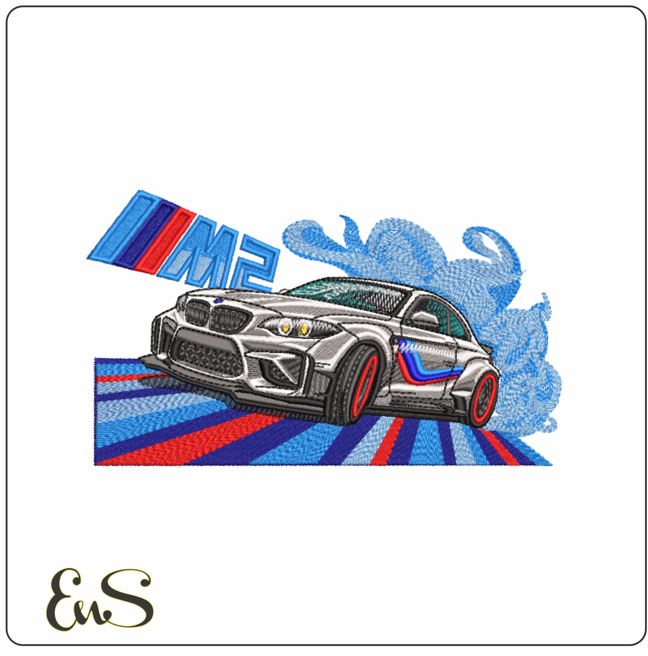 M2 BMW with M Swoosh- Elegant embroidery design file - instant download