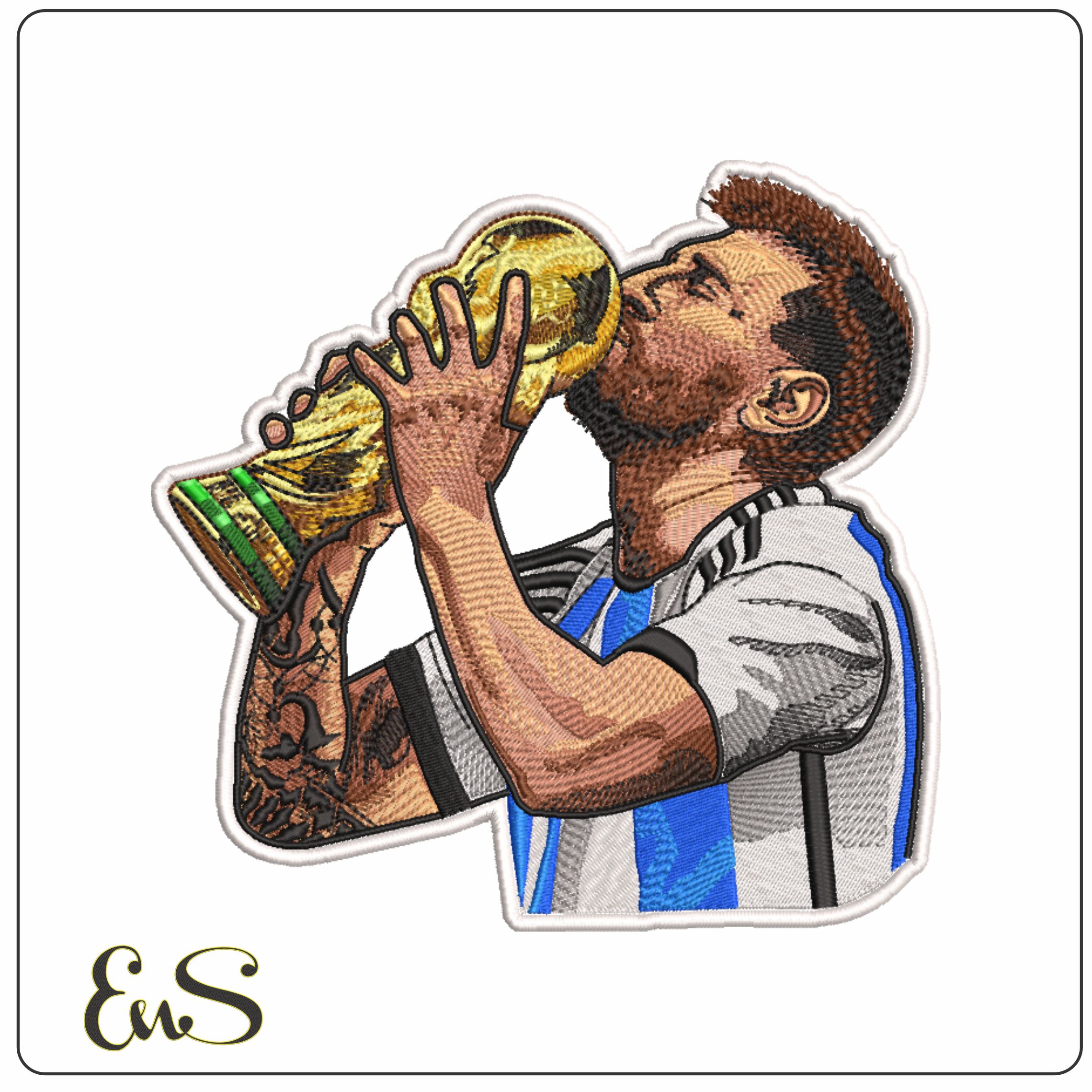 Messi 2022 World Cup- Elegant embroidery design file - instant download
