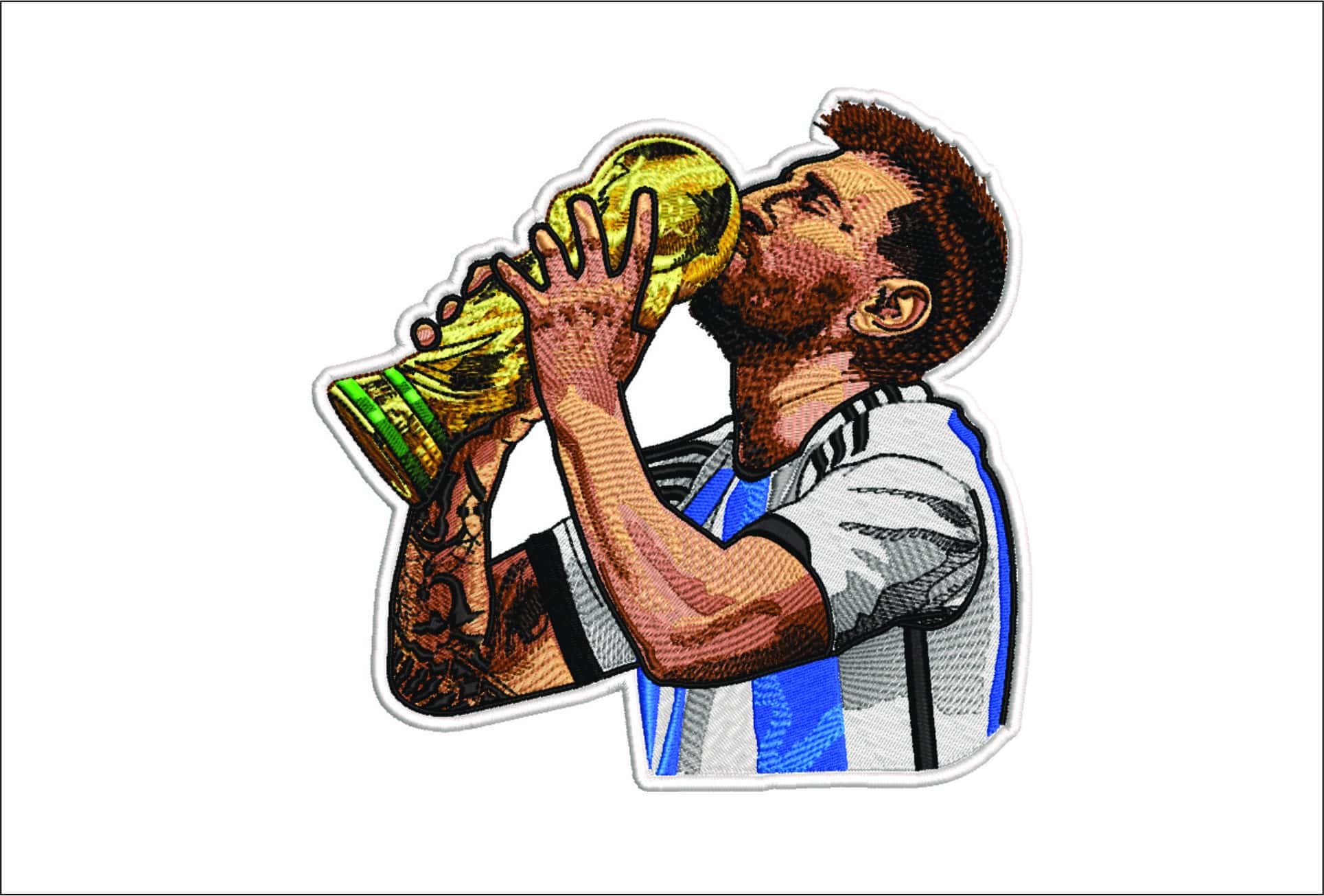 Messi 2022 World Cup- Elegant embroidery design file - instant download