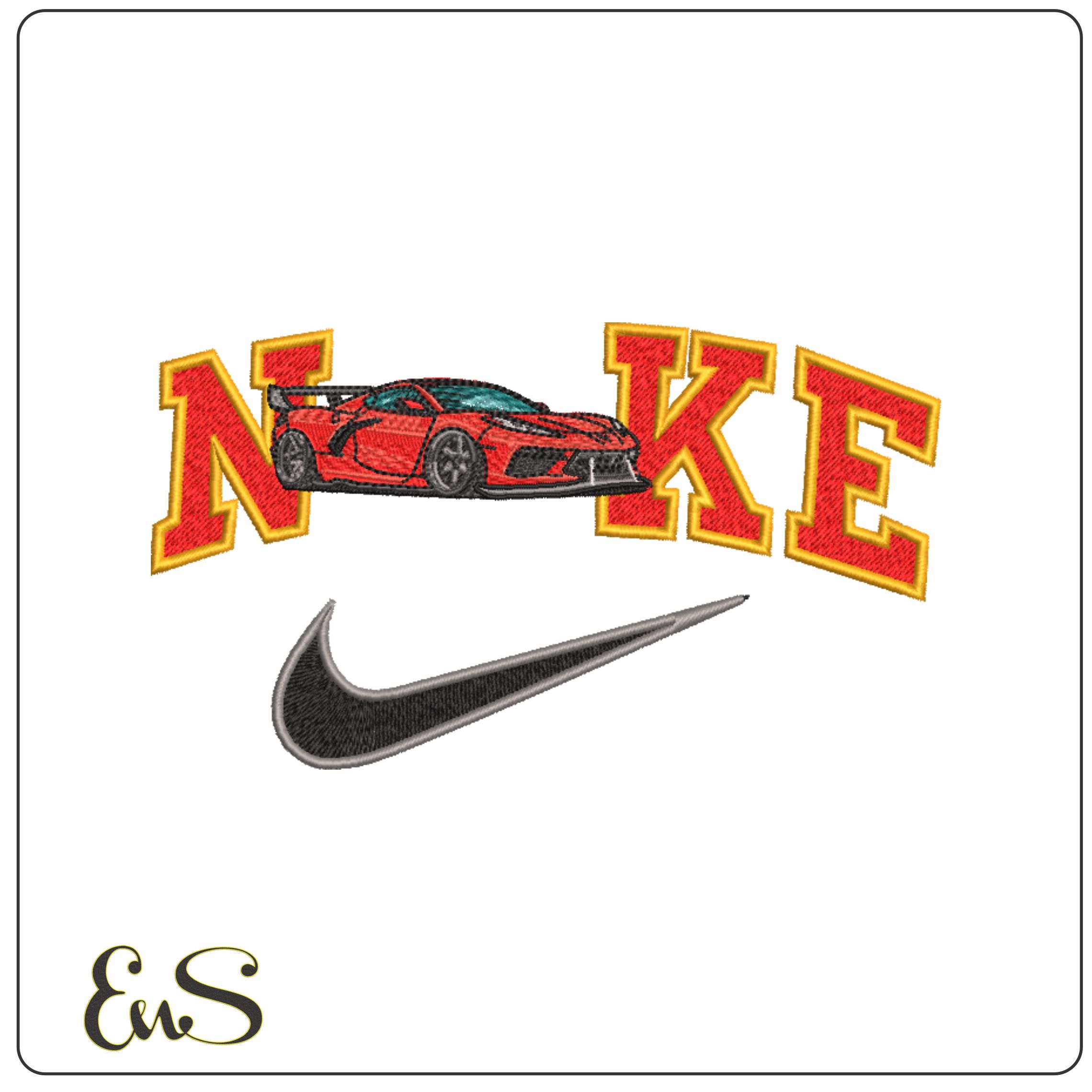 Nike Corvette 8 Racecar- Elegant embroidery design file - instant download