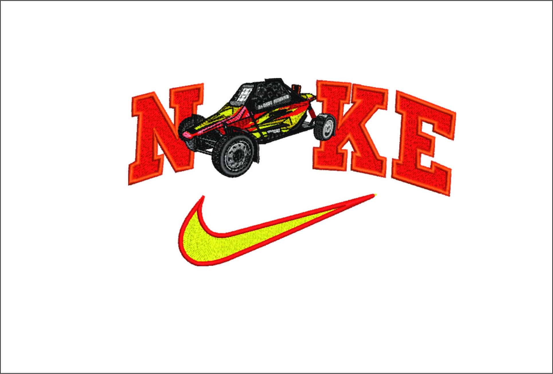 Nike Racing Dune Buggy- Elegant embroidery design file - instant download