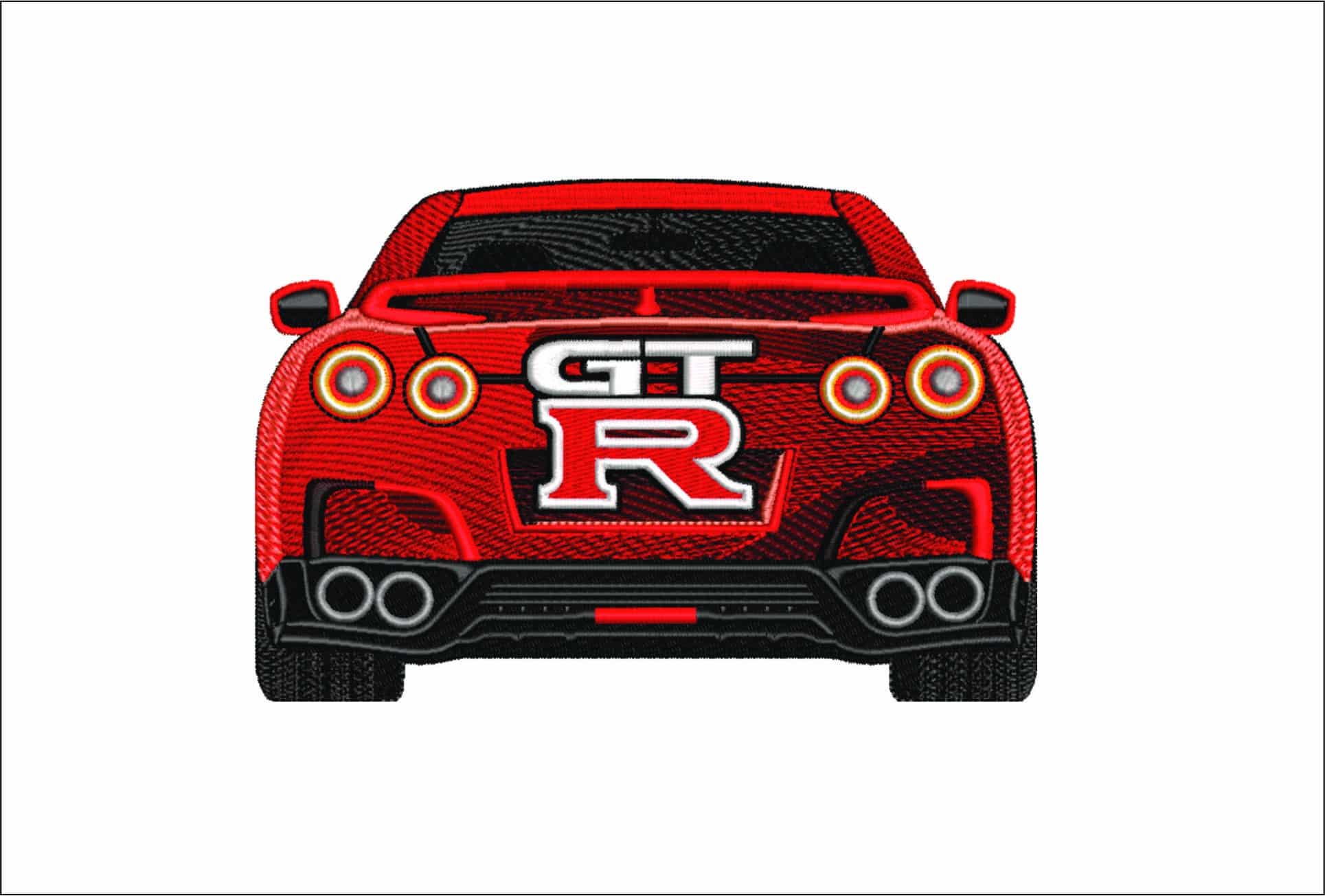 Nissan GTR rear- Elegant embroidery design file - instant download