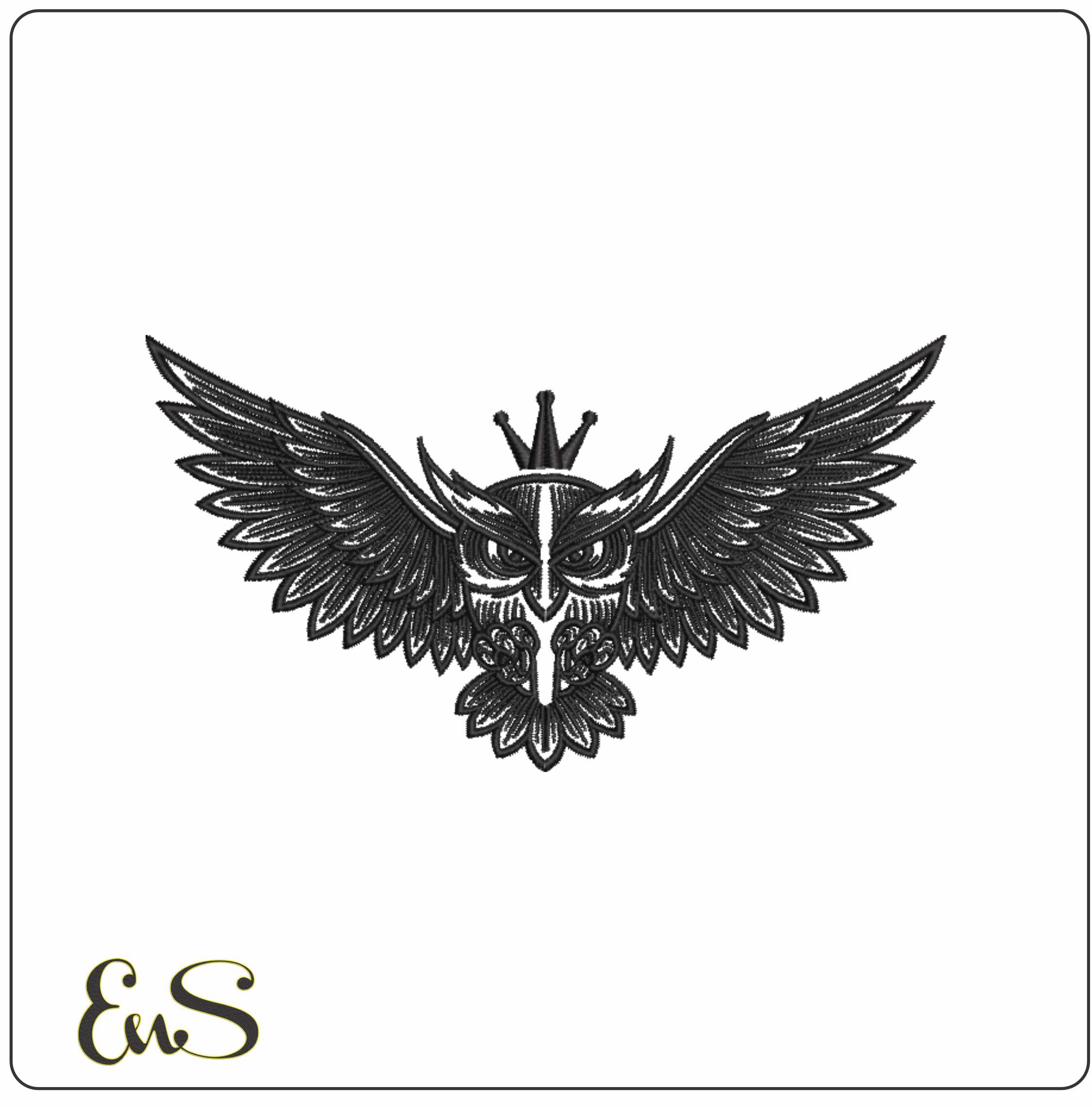 Owl Crown- Elegant embroidery design file - instant download