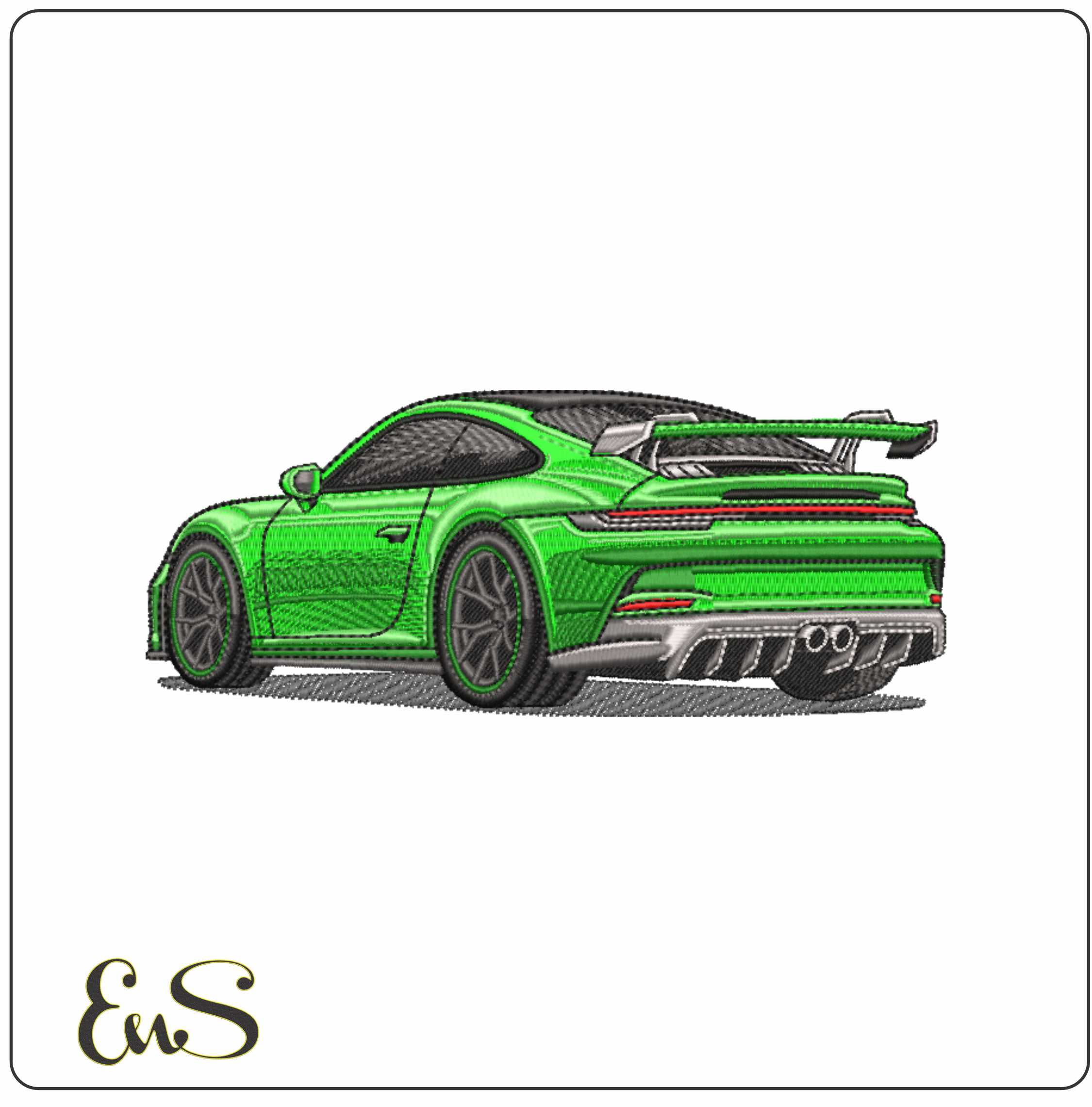 Porsche 911 Rear- Elegant embroidery design file - instant download